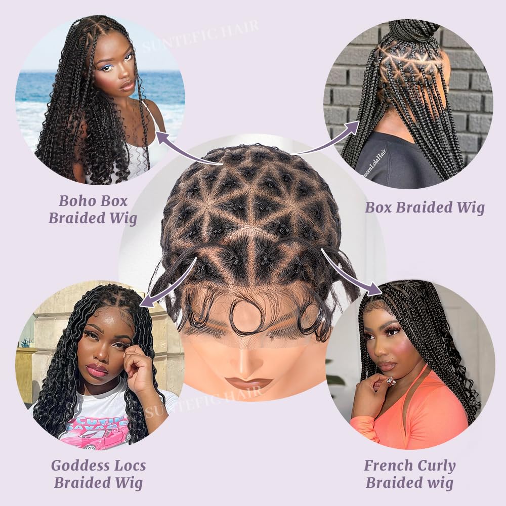 Full Lace Braided Crochet Wig Cap with Baby Hair