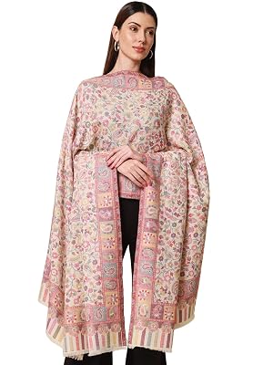 Pashmoda- Women’s Kaani Wool Blend Shawl, Wrap (White)