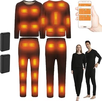 Smart Heated Thermal Underwear Set Winter Outdoor 22-Zone Top & Pants USB Heating Clothes for Men Women with Battery