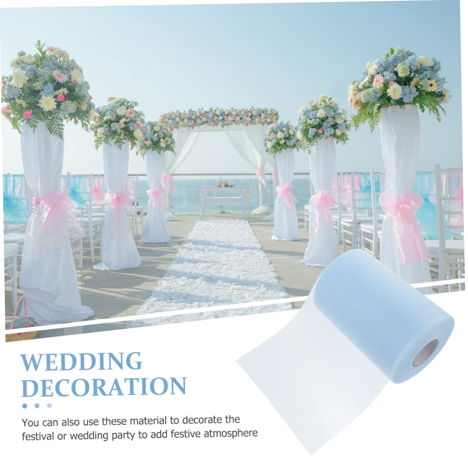 NUOBESTY 3rouleaux Tulle De Mariage Ruban Décoratif Accessoire Pour Décoration De Fête Et Mariage Pailleté Pour Bows Et