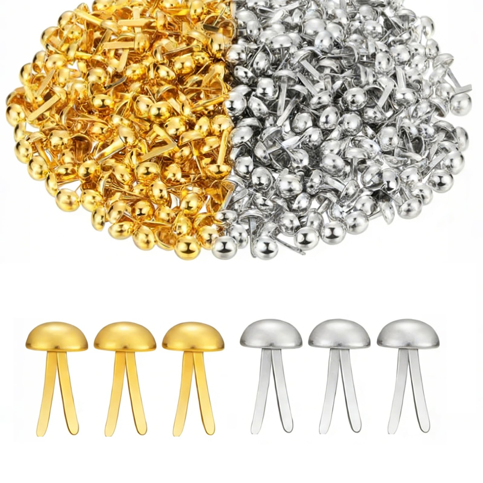 Ferma Campioni Metallici 300 Pezzi 2 Colori Dorato e Argento 2 Pollici 1,7x0,8cm