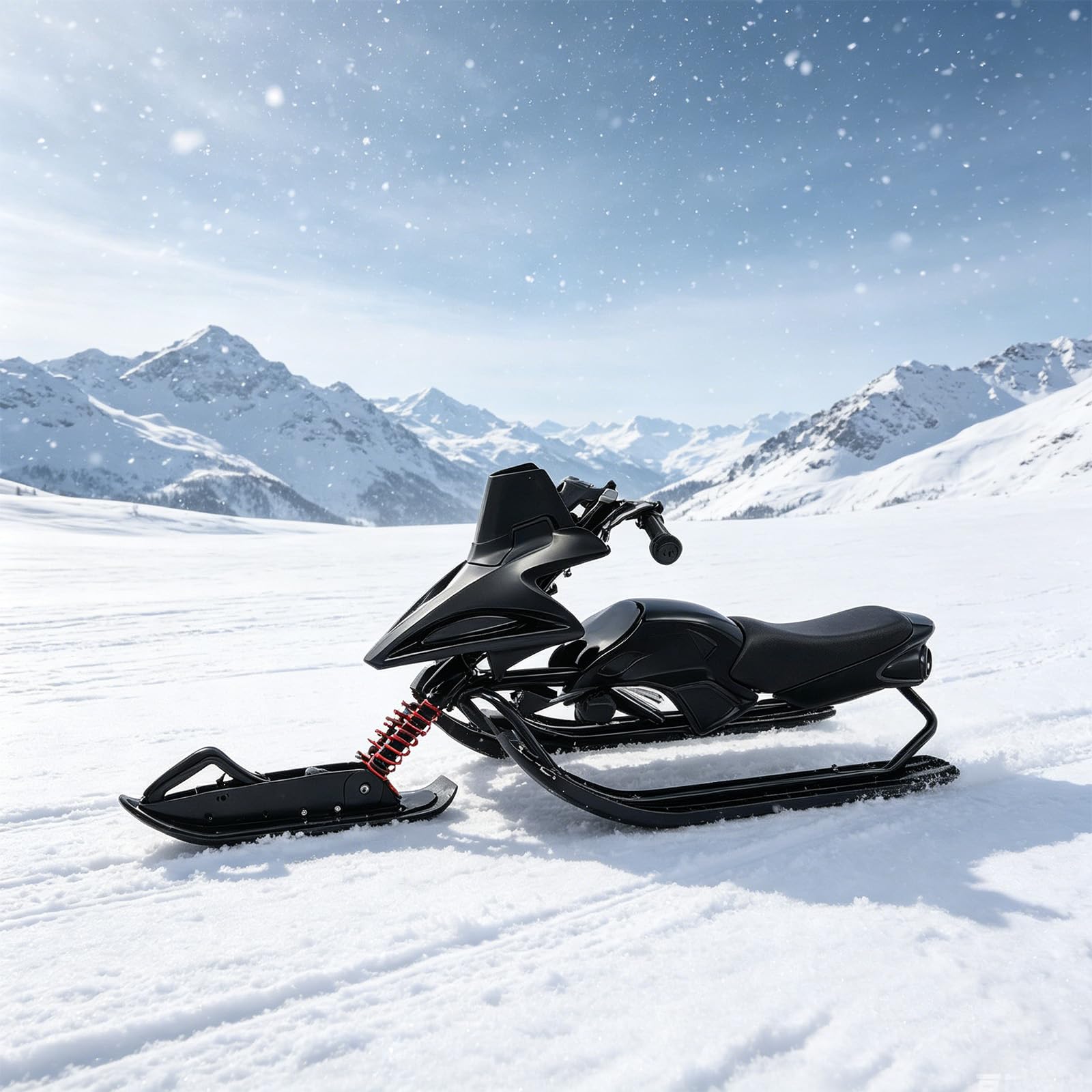 Luge à neige pour enfant - Noir - Cadre en fer avec patins en polyéthylène - 60 kg - Ski