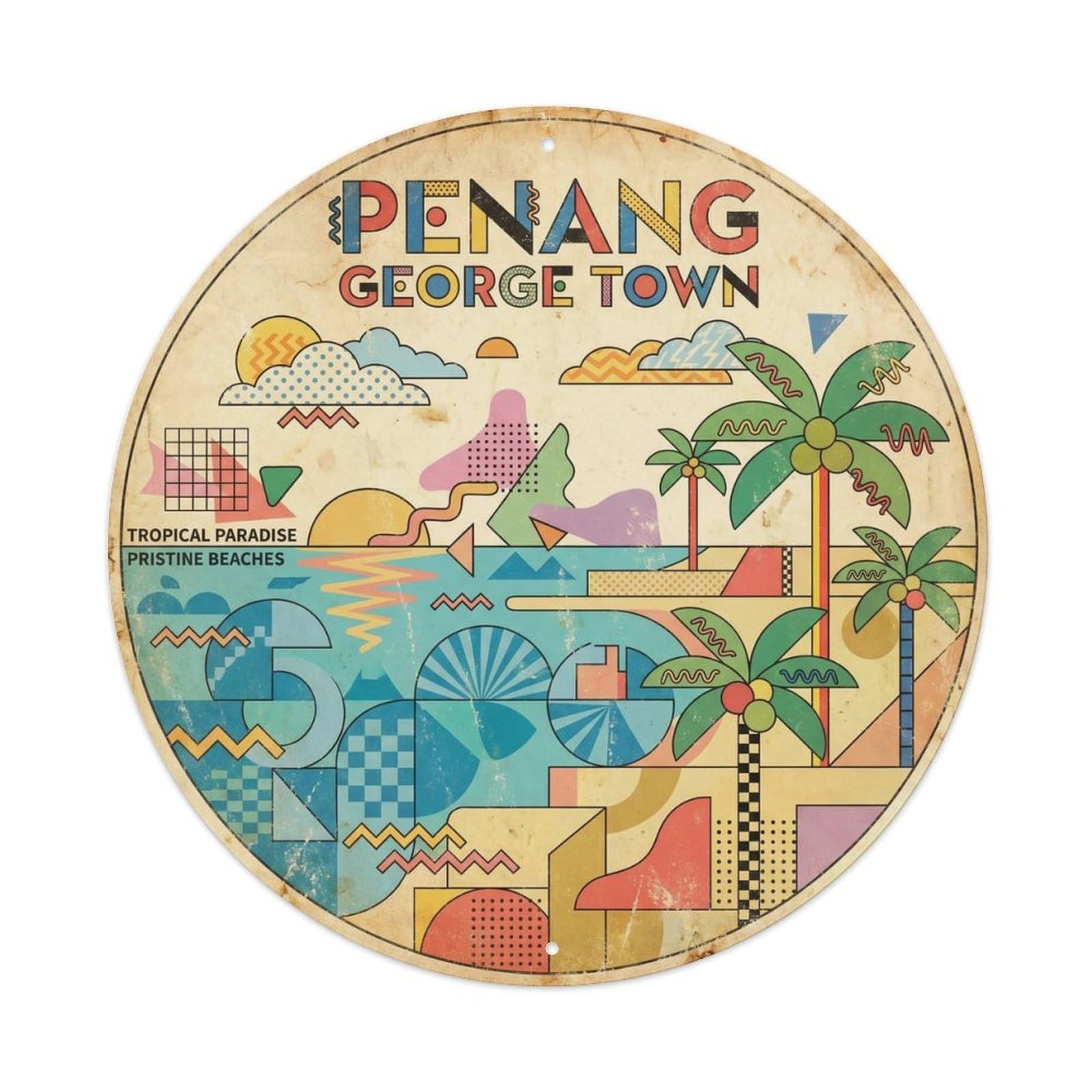Penang George Town Coastal Journey Constructivist Metal Tin Sign