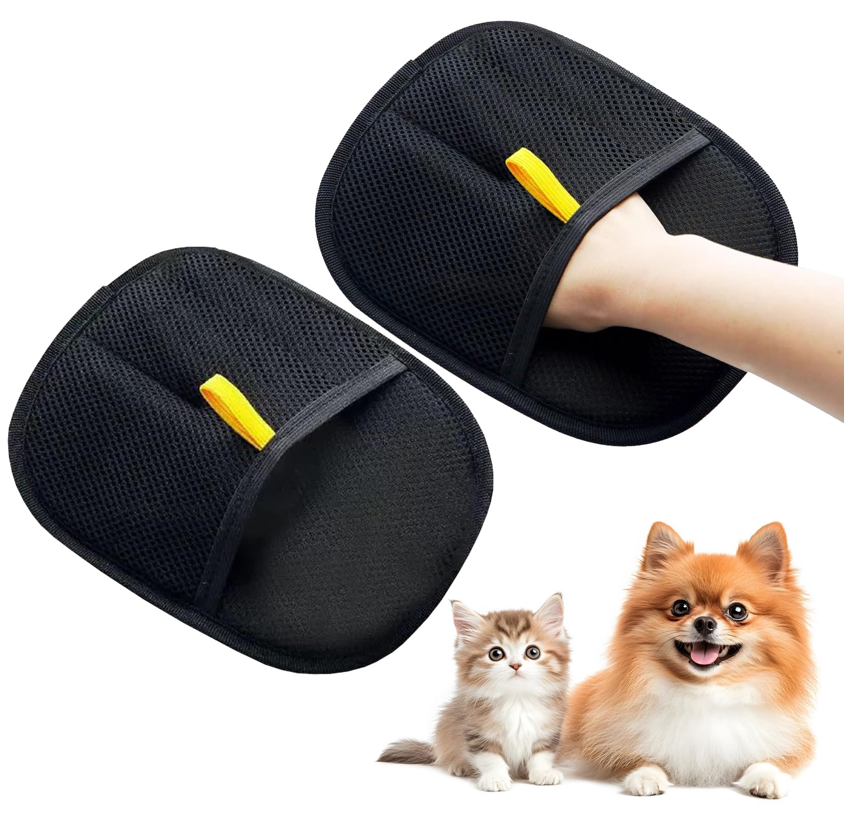 HSYWSH 2PCS Static Removal Gloves Pet Hair Pet Static Hair Removal Gloves,Double Sided Pet Grooming Gloves,Reusable Double Sided Grooming Gloves for Washing Grooming