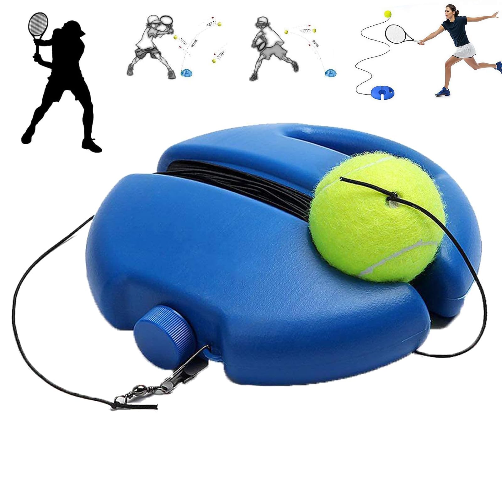 Tennis Ball Training Baseboard | Tennis Trainer Rebound Ball with String for Solo Practice,Portable Self-Training Tenni-s Equipment with Fillable Weighted Base for Beginners,Kids&Adults