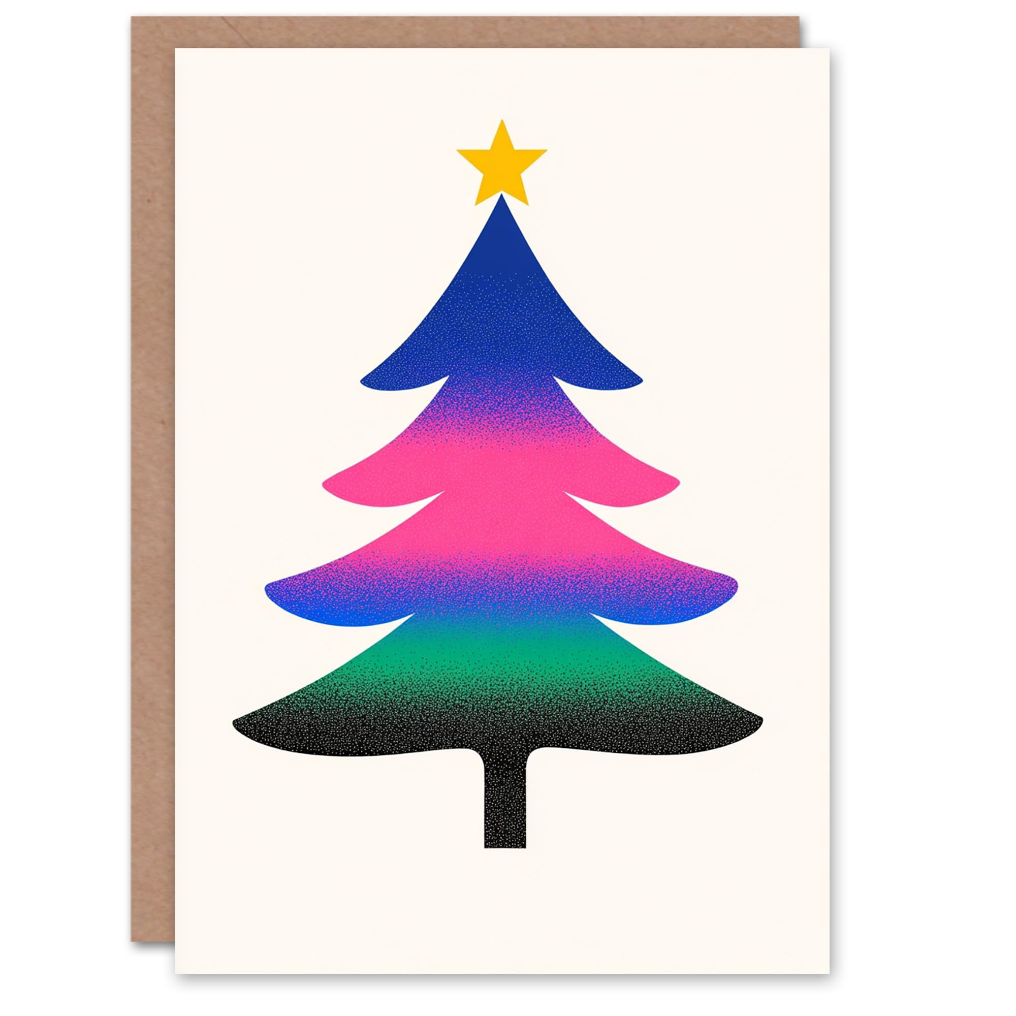 Wee Blue Coo Greeting Card Modern Blue Pink Green Gradient Tree Blank For Him Or Her Art Xmas Christmas Card
