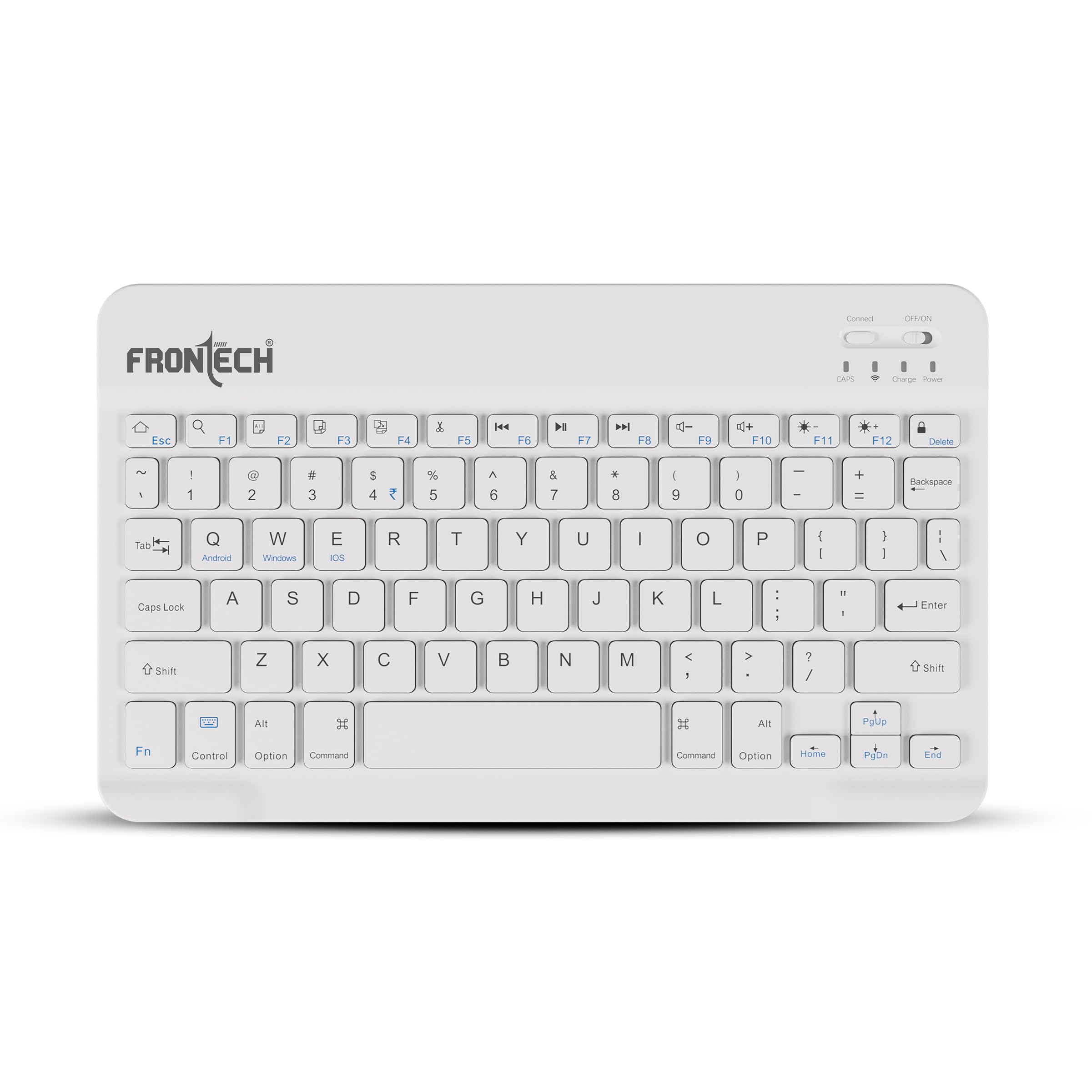FRONTECH Wireless Mini Keyboard - 78 Keys, Bluetooth Connectivity, Rechargeable, Ultra Slim, Compact Design 1 Year Warranty (FT-1603AW)