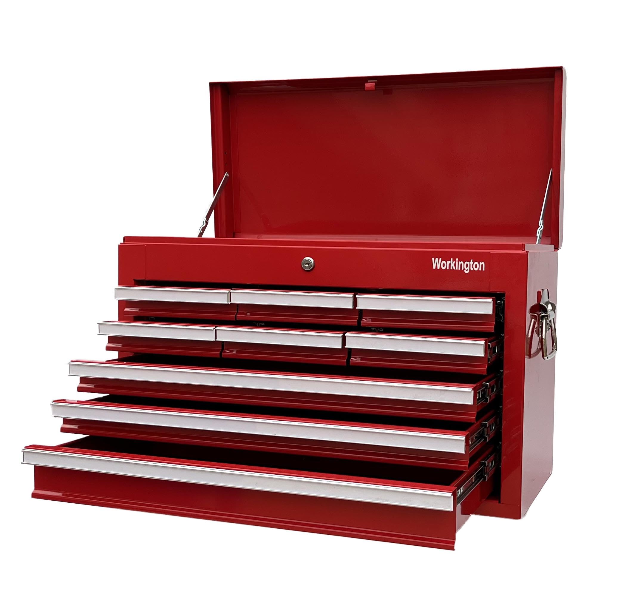 Workington Caja de herramientas profesional industrial portátil de metal con 9 cajones, armario de herramientas de 26 pulgadas con 9 cajones con rodamientos de bolas, organizador de herramientas de