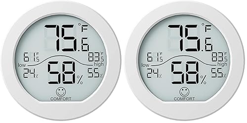 Miniatura 9 de Higrómetro digital, paquete de 3 termómetros de habitación y medidor de humedad, higrómetro LCD con registros máximos y mínimos (blanco)