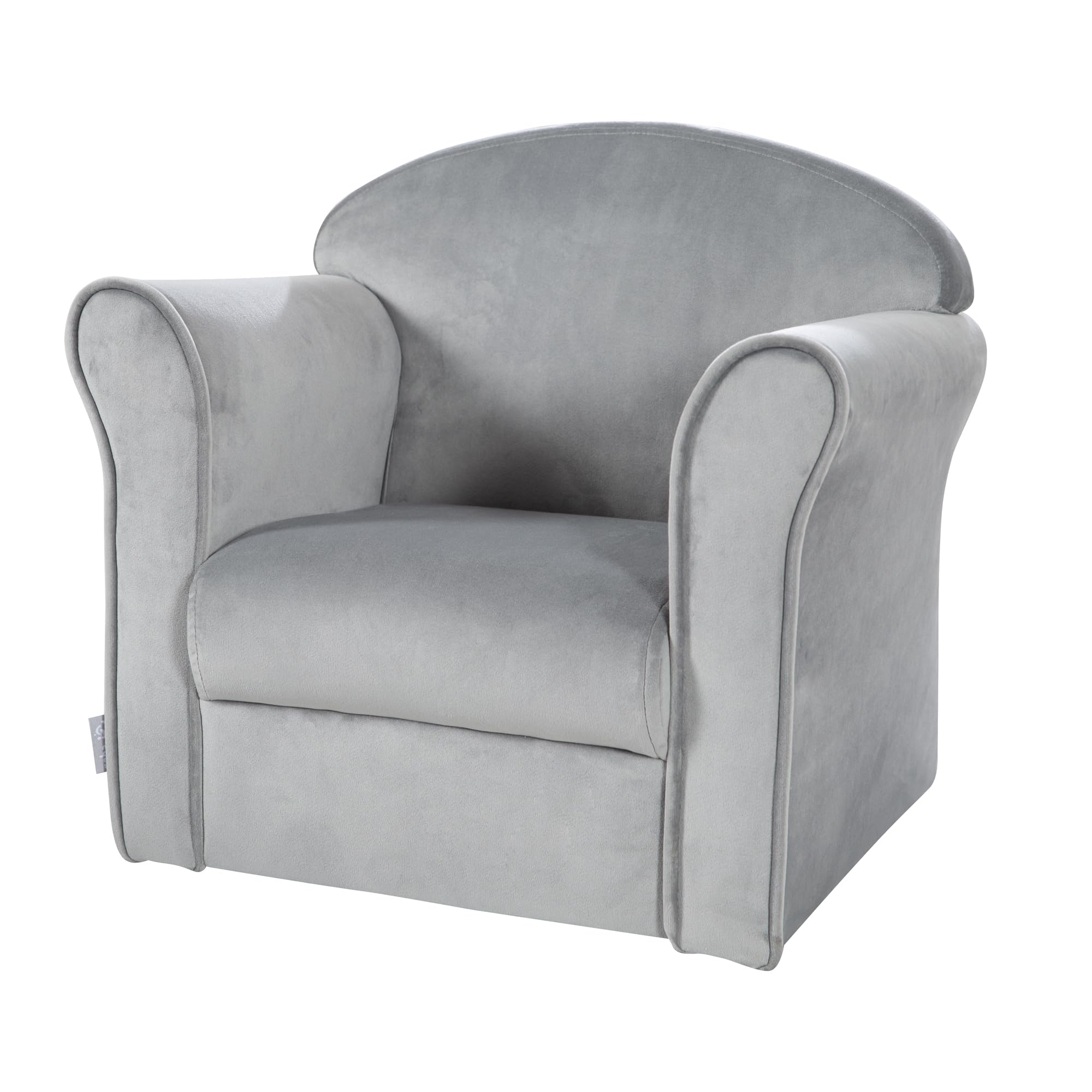 roba Kindersessel Lil Sofa mit Armlehnen - für Jungen und Mädchen - Bequemer Babysessel - Samtstoff grau - Mini Sessel für Baby & Kinderzimmer