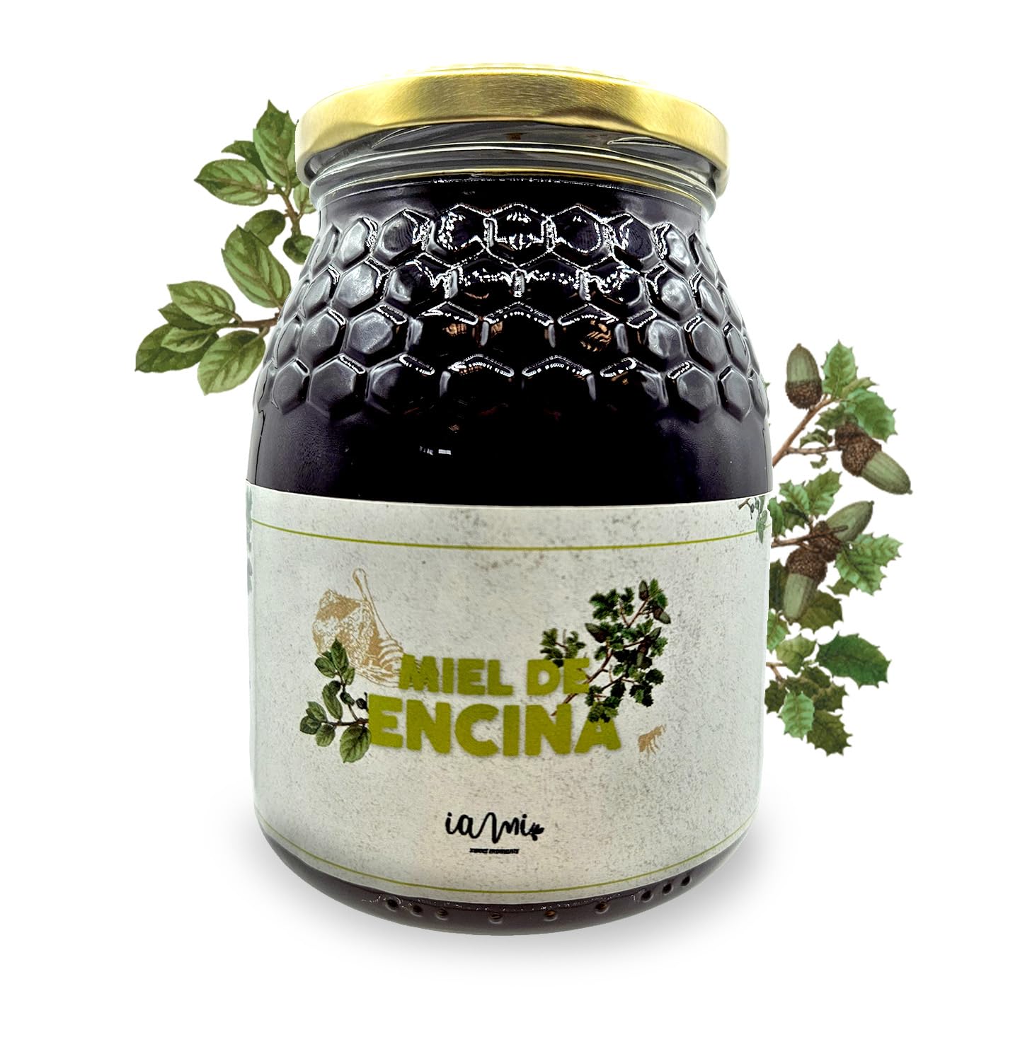 IAMI Miel Cruda de Encina 1 kg Artesanal de la Sierra de Espadán, Castellón | Recolectada por apicultores | Textura cremosa | Métodos de tres generaciones | Para desayunos, bebidas y recetas