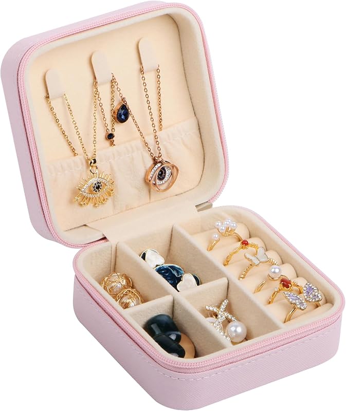 17Dec Small Travel Jewelry Case Organizer,Mini Travel Essentials for Women,Bridesmaid Gifts Birthday Gifts for Women,Small Jewelry Box for Girls 8-12