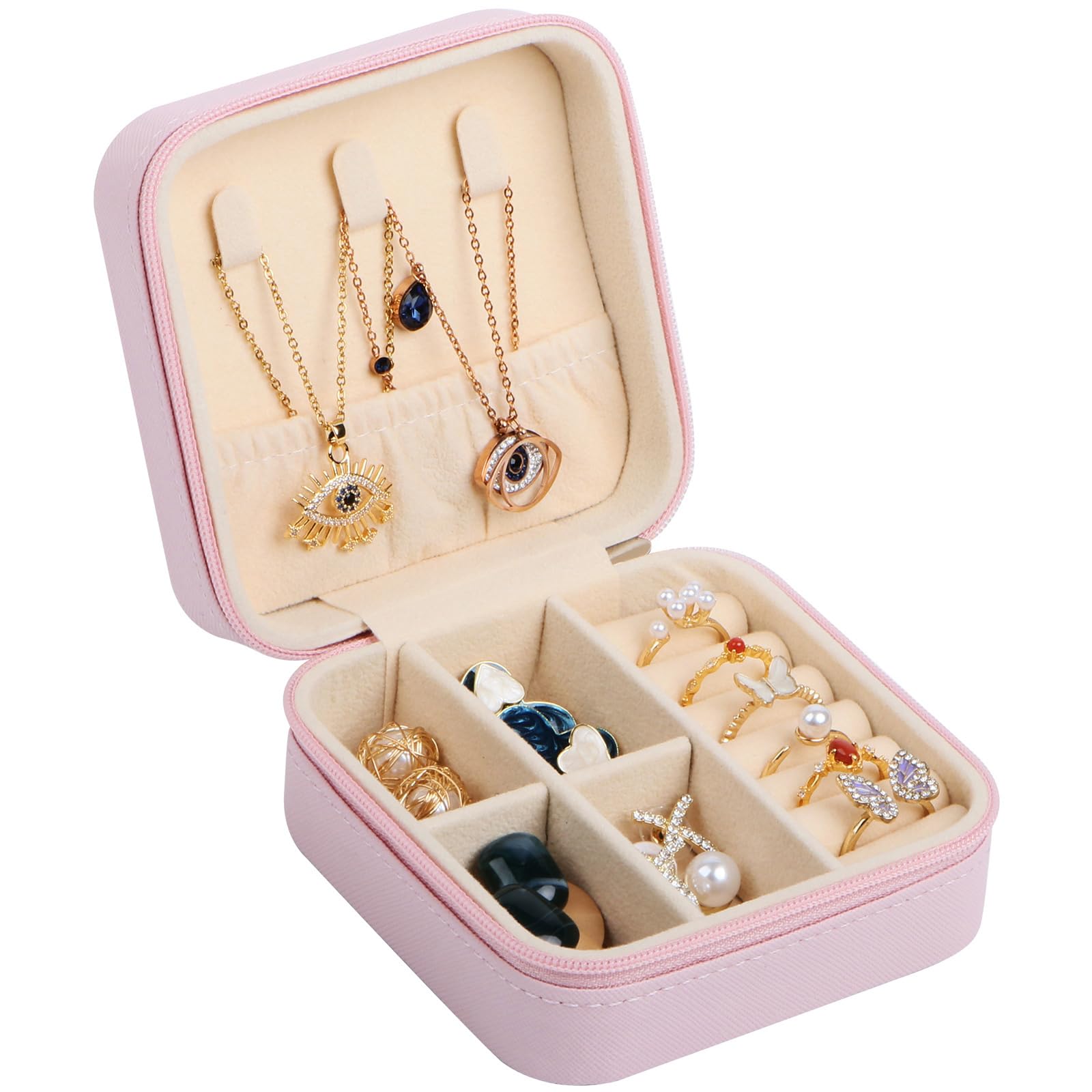 17Dec Small Travel Jewelry Case Organizer,Mini Travel Essentials for Women,Bridesmaid Gifts Birthday Gifts for Women,Small Jewelry Box for Girls 8-12