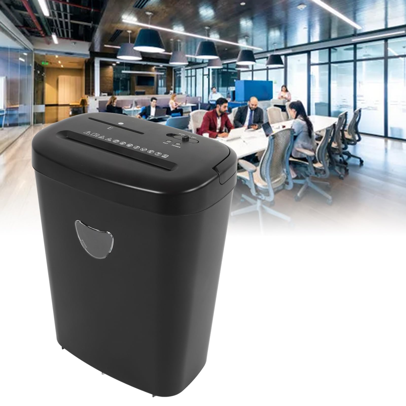 FTVOGUE Niszczarka do Papieru 180 W Automatyczna Niszczarka do Papieru Cięcie Poprzeczne na 12 Arkuszy i Wycinanie Pasków na Karty Kredytowe 25 L Kosz z ABS Cichy Pojemnik Dokumenty W Biurze i W Domu