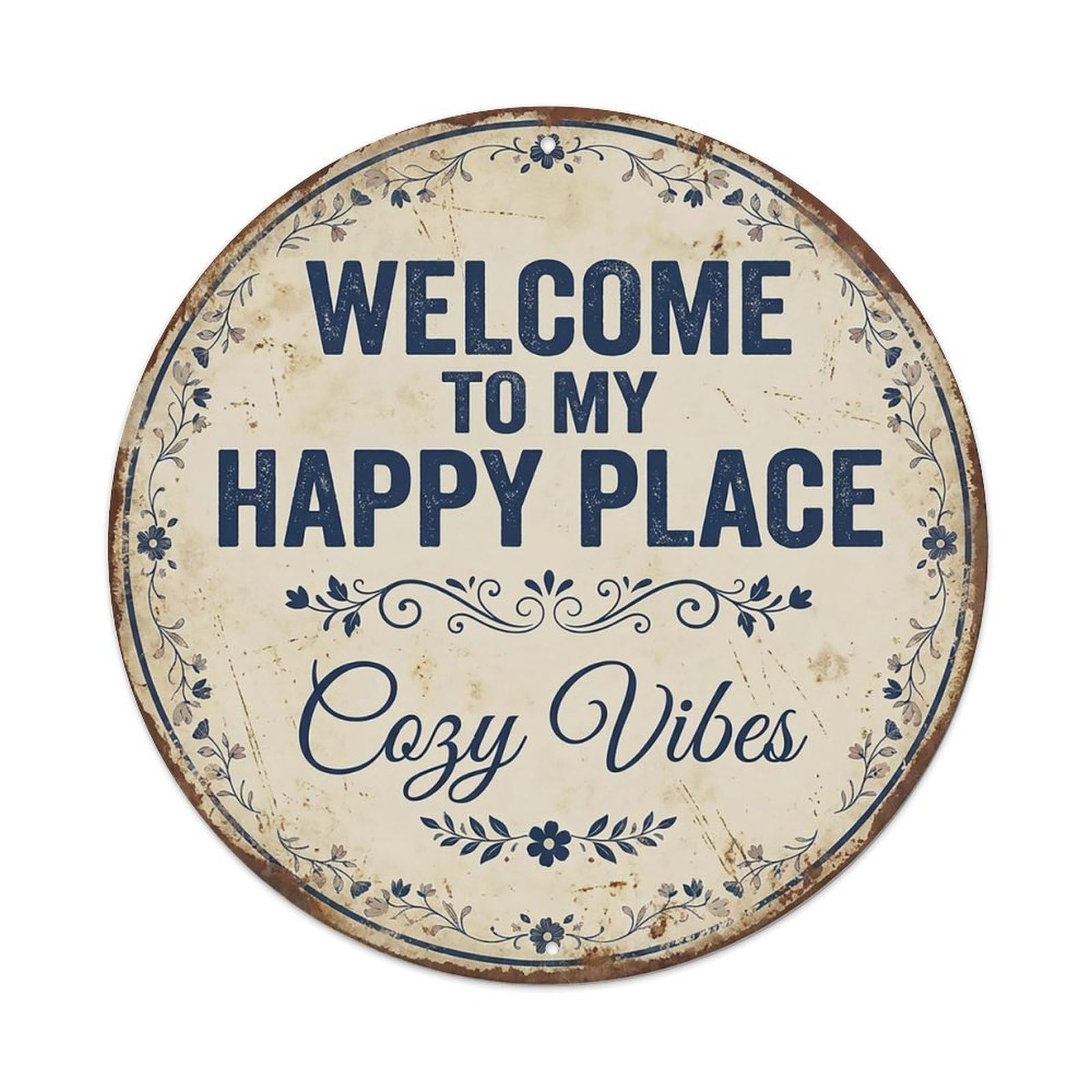 Welcome To My Happy Place Cozy Vibes Vintage Metal Tin Sign