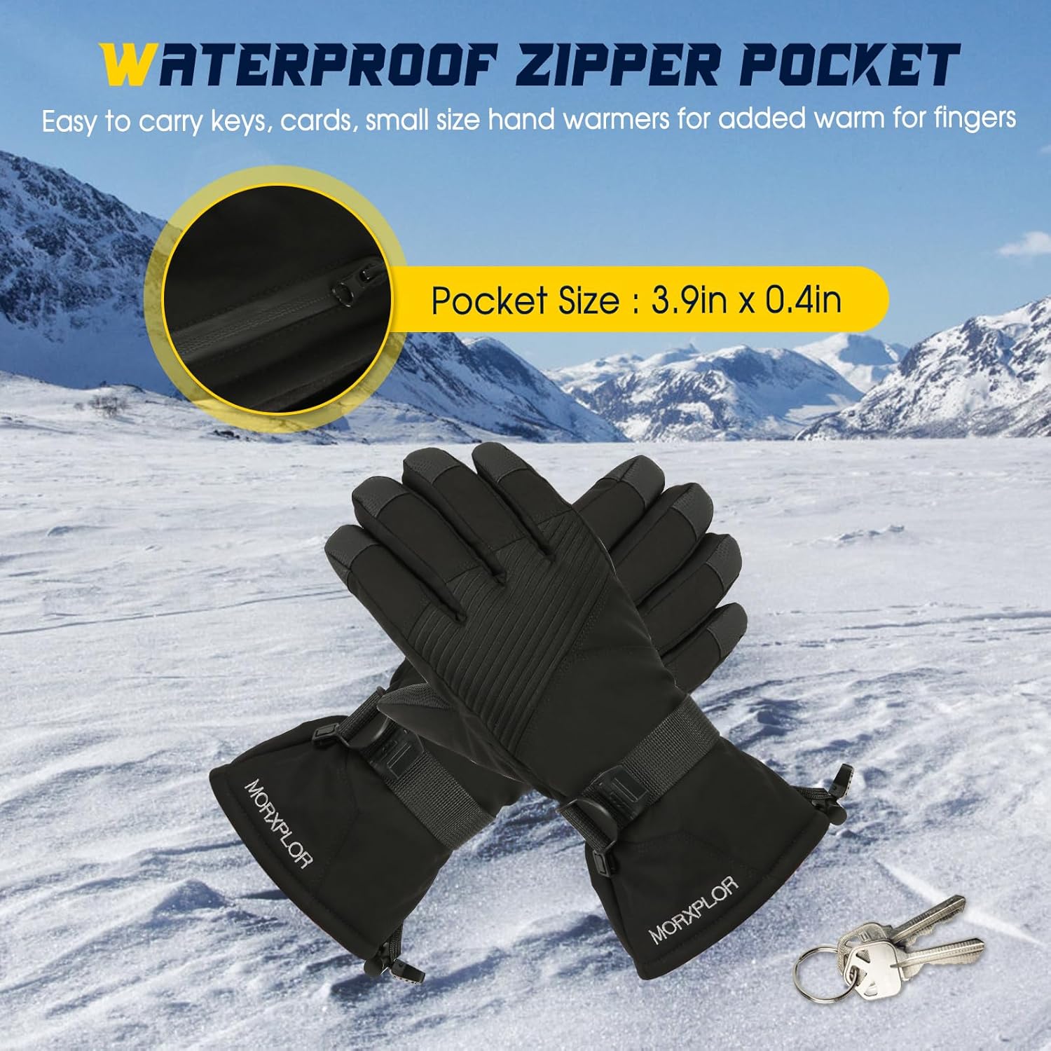 Ski Snow Gloves for Men Women,3M Thinsulate Insulated Warm Winter Snowboard Windproof Winter Touchscreen Snowmobile Gloves for Cold Weather - Image 5