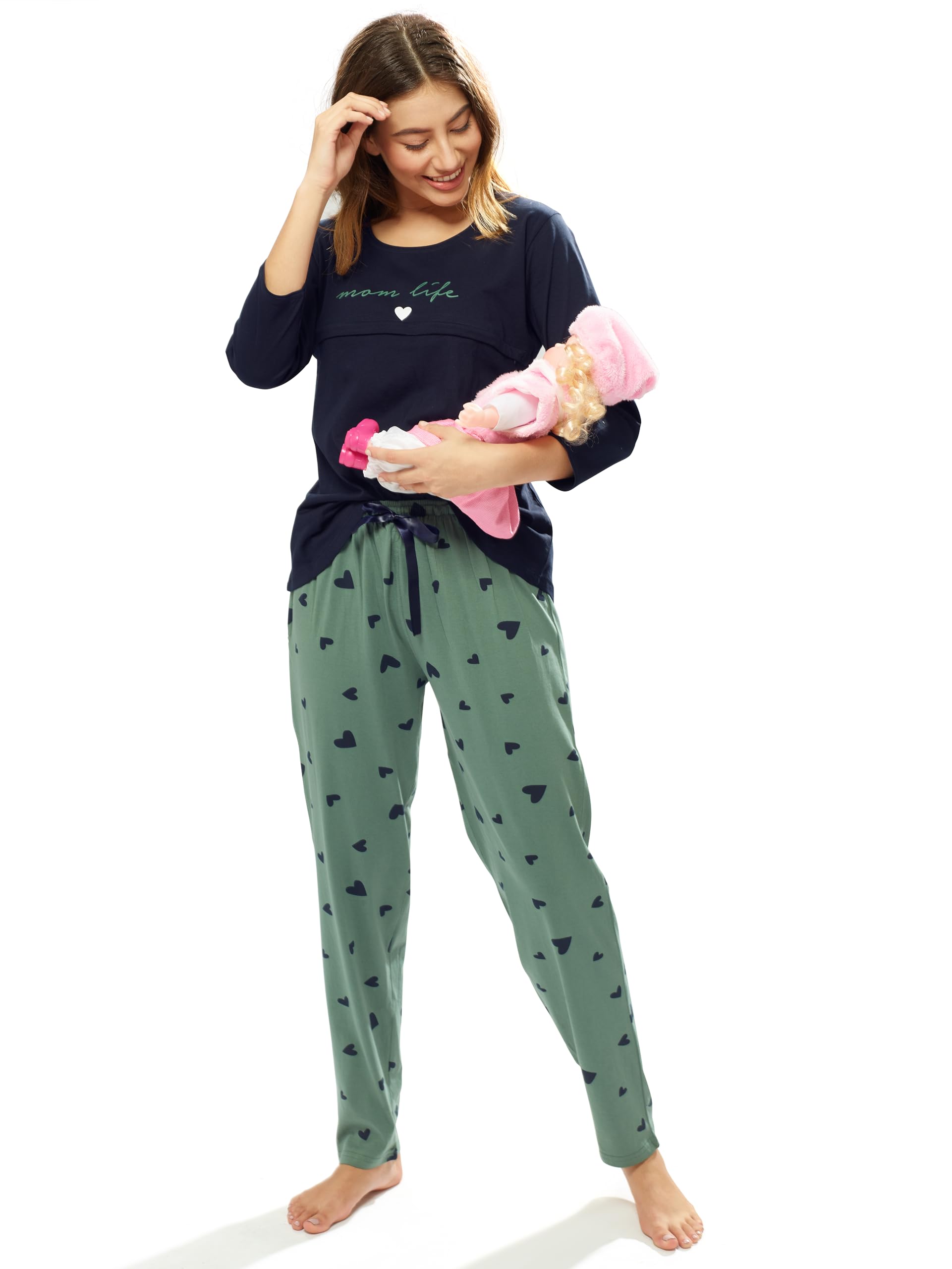 lotik Women's Cotton Heart Printed Top & Payjama Full Sleeve Feeding Nightsuit-picture-14