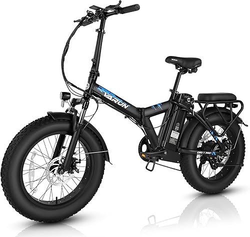 VARUN Bicicleta eléctrica plegable para adultos de 20 x 4.0 con bicicleta eléctrica de 500 W, 20 MPH, 48 V, 12.5 Ah, batería extraíble de 40 a 60