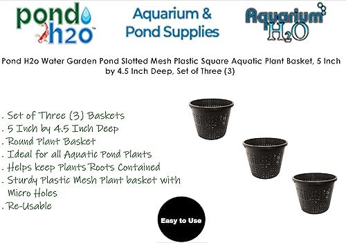 Miniatura 2 de Cesta redonda de 5 pulgadas para plantas con ranura de malla de plástico acuático, paquete de 3 unidades, cesta de plantación de jardín de agua de