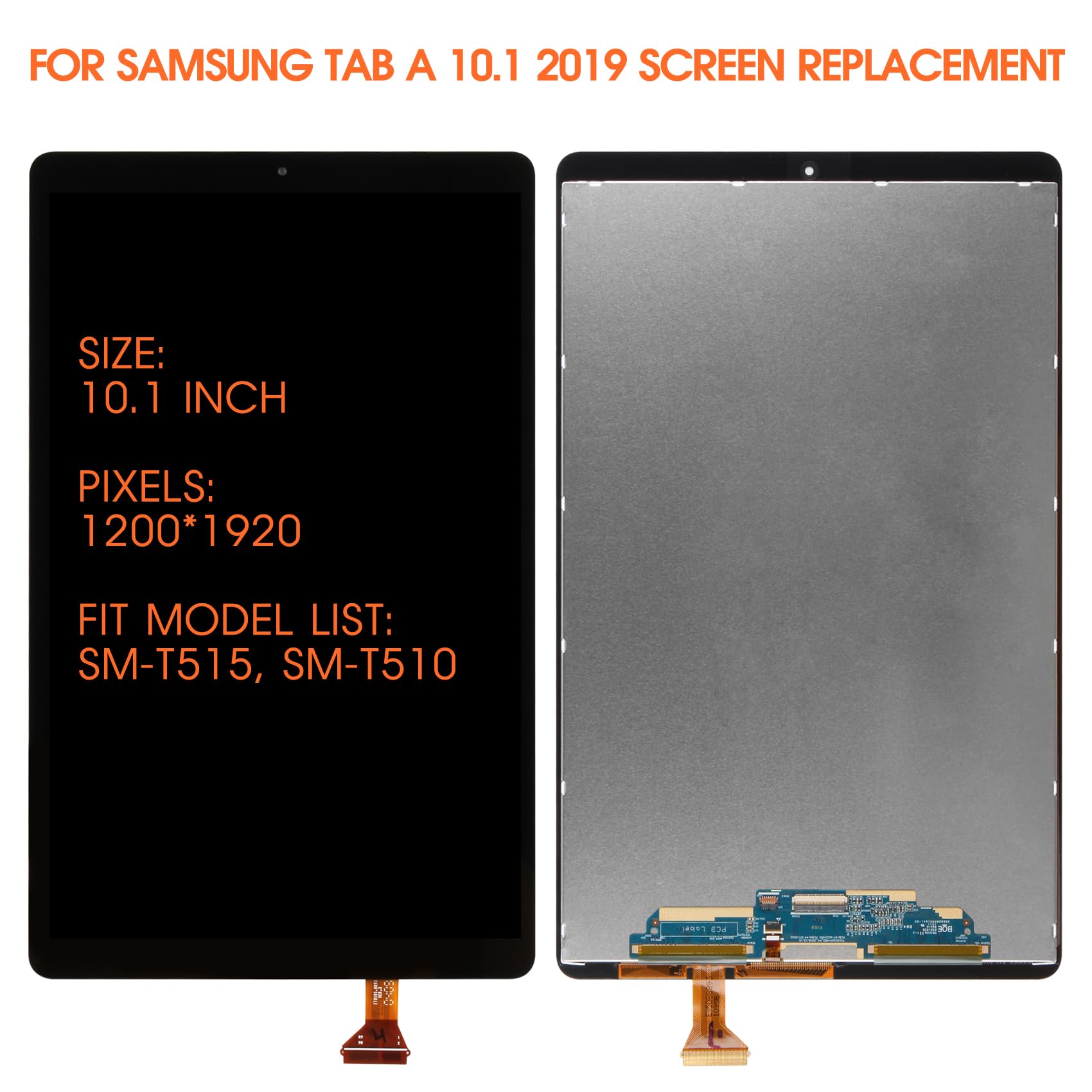 Écran LCD pour Samsung Galaxy Tab A 2019 LCD Display pour Samsung Tab A 2019 SM-T510 SM-T515 10,1" Ecran Replacement Écran Tactile Touchscreen Assemblée avec Réparation Kit, Noir