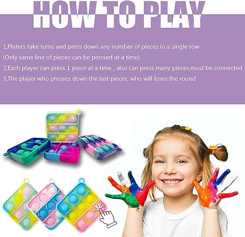 Miniatura 8 de 60 piezas de mini llavero de color aleatorio juguete para la ansiedad juguete sensorial de silicona para apretar burbujas que hacen que los niños