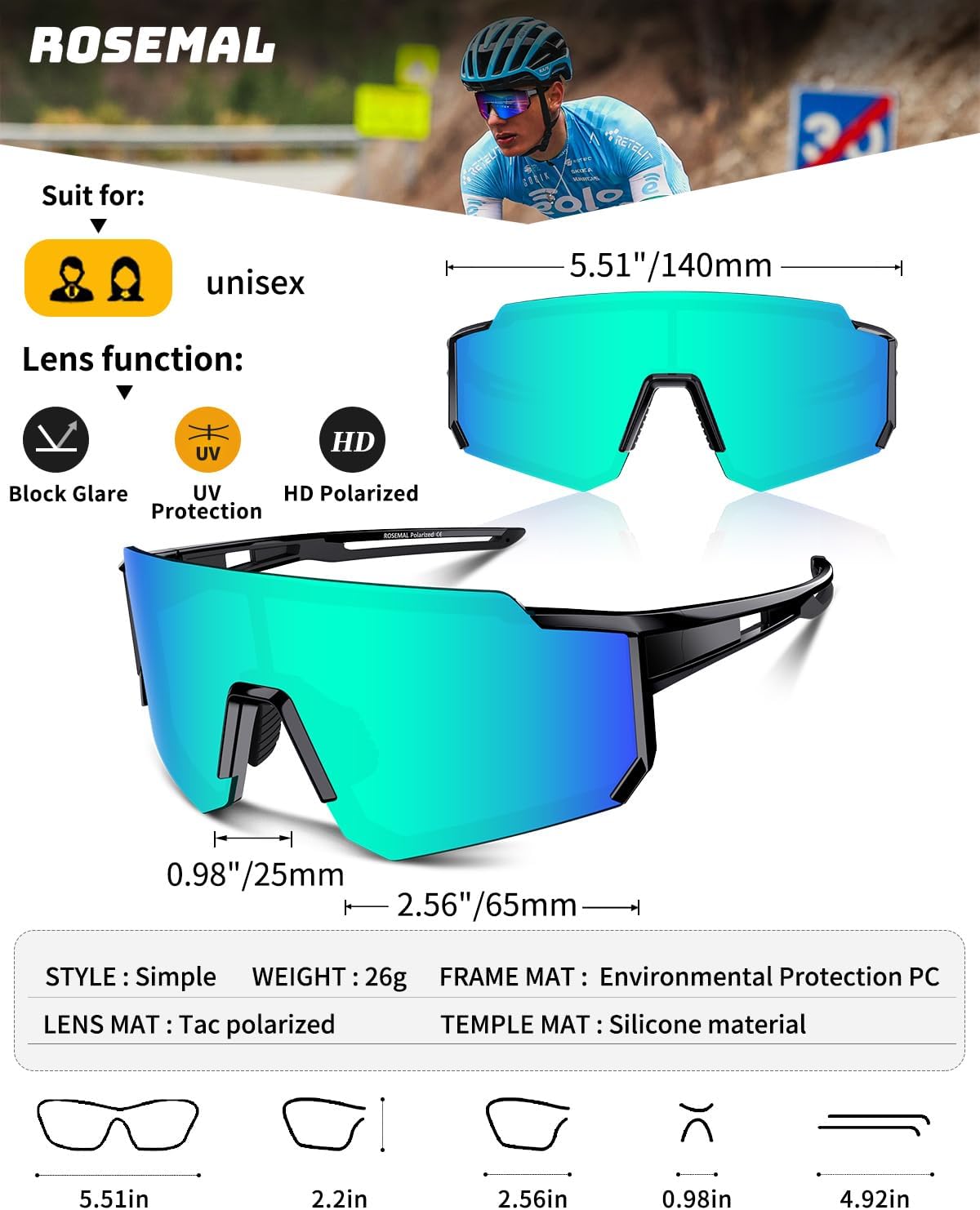 Polarized Sports Sunglasses for Men Women Youth Baseball Running Cycling Driving Fishing Tennis Golf Motor TAC UV400 TR90 - Image 6