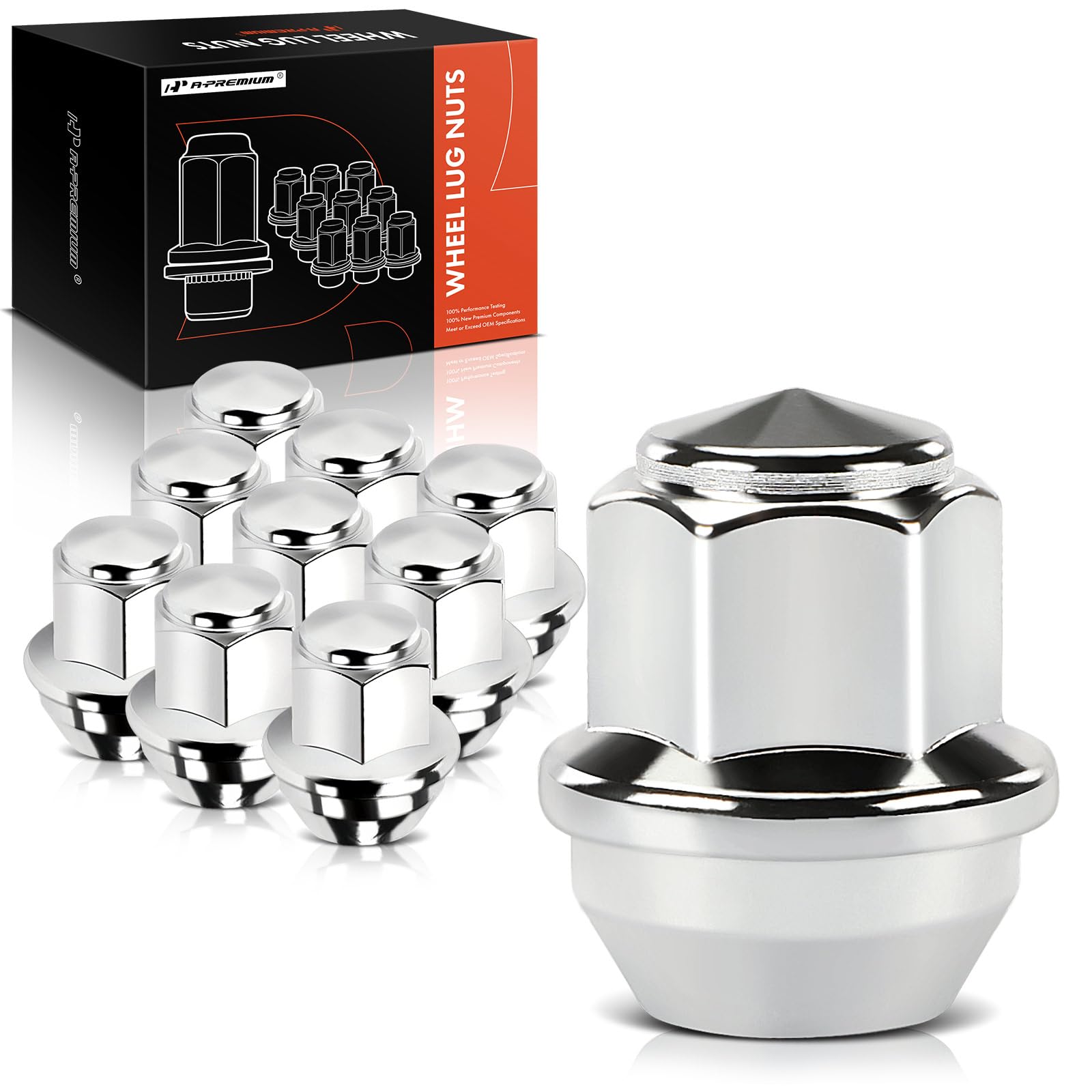 A-Premium M12-1.50 Wheel Lug Nuts Compatible with Ford Escape Fusion Focus Ranger EcoSport Transit Connect Lincoln MKZ MKC Front or Rear Side 10-PC Set