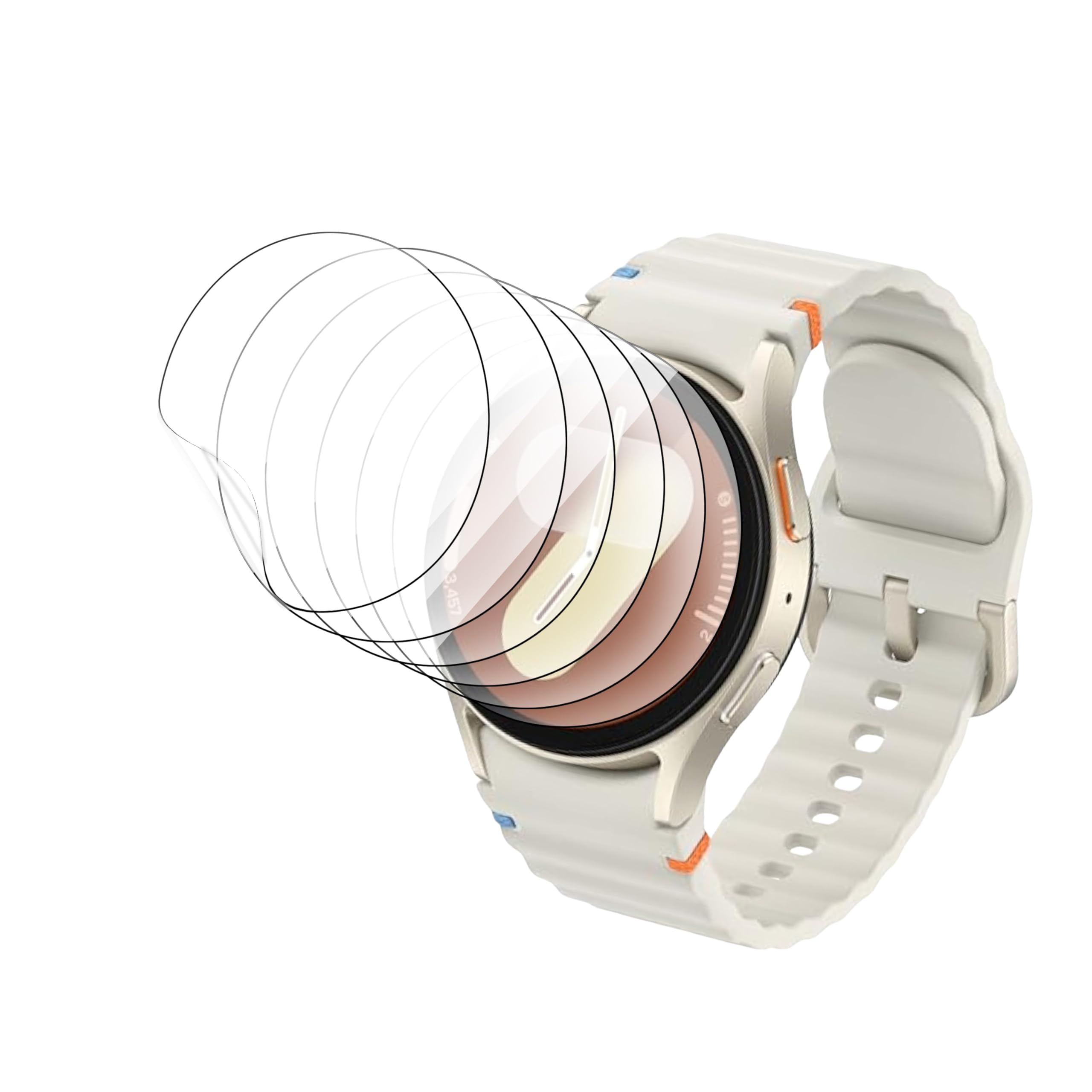 Películas de Hidrogel para Samsung Galaxy Watch 7 44mm, 6 Piezas Protectores de Pantalla Película Transparente Flexible Suave (NO vidrio templado)