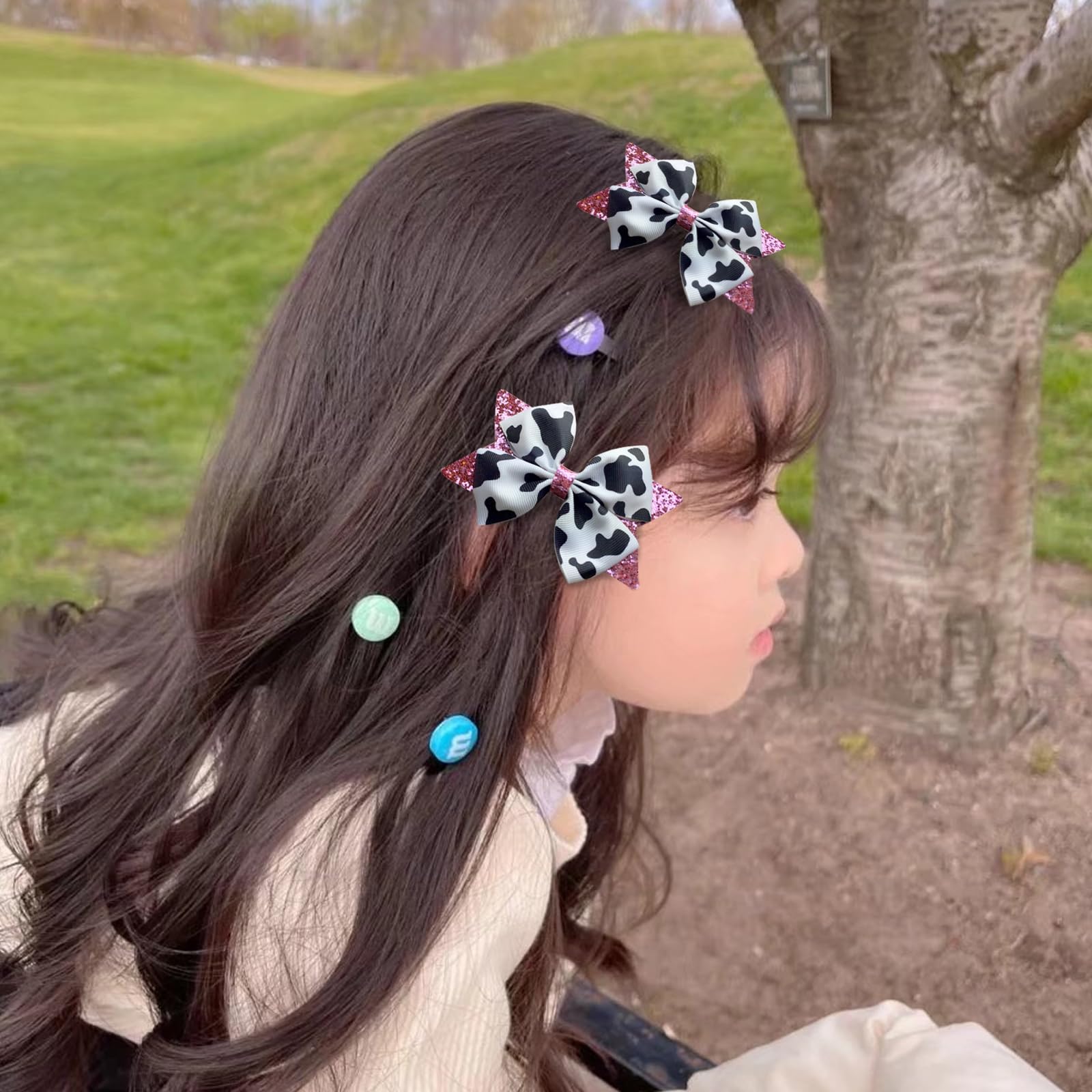 Amazon.com: 2Pcs Cow Print Hair Bow Clips for Girls,Cute Moo  display picture 1
