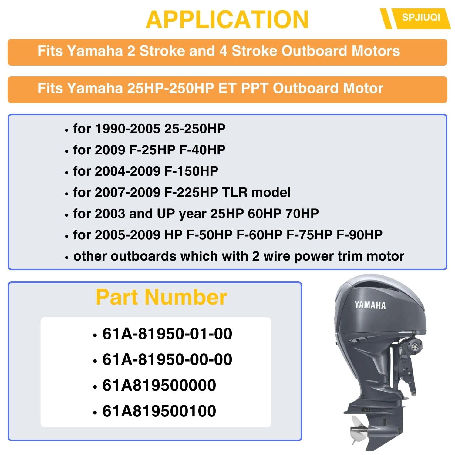 12V 3-Pin Power Trim Tilt Relay Assembly Replaces 61A-81950-01-00 61A-81950-00-00 for Yamaha 2 Stroke and 4 Stroke Outboard Motors F25HP 50HP 60HP 70HP 75HP 90HP 150HP 225HP 250HP Boat