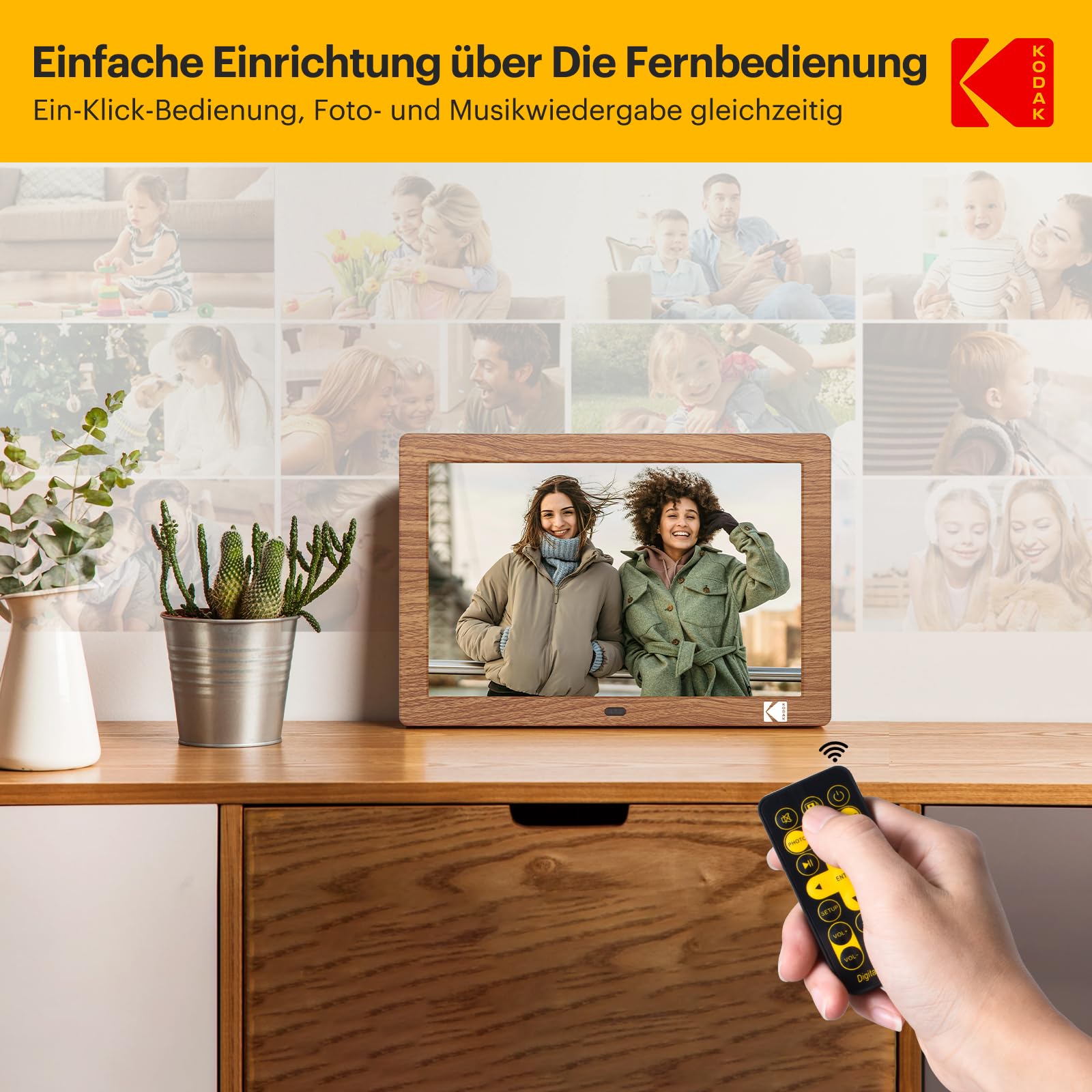 KODAK Digitaler Bilderrahmen 8 Zoll 1280x800 IPS-Bildschirm 178° Betrachtungswinkel USB SD-Karte Fernbedienung