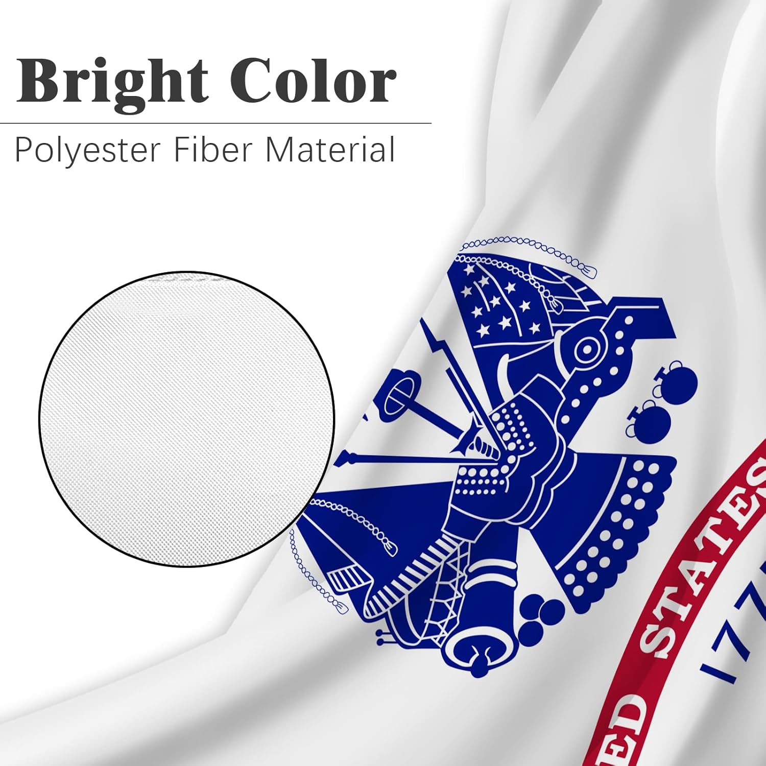 US Army Military Flag 4x6 Outdoor Double Sided White United States Army Flag for Outside Heavy Duty 100% Polyester Fiber Bright Color with Durable Canvas Header and 2 Non Fading Brass Grommets