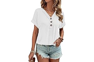 Chic Springtime Casual V Neck Shirts for Ladies