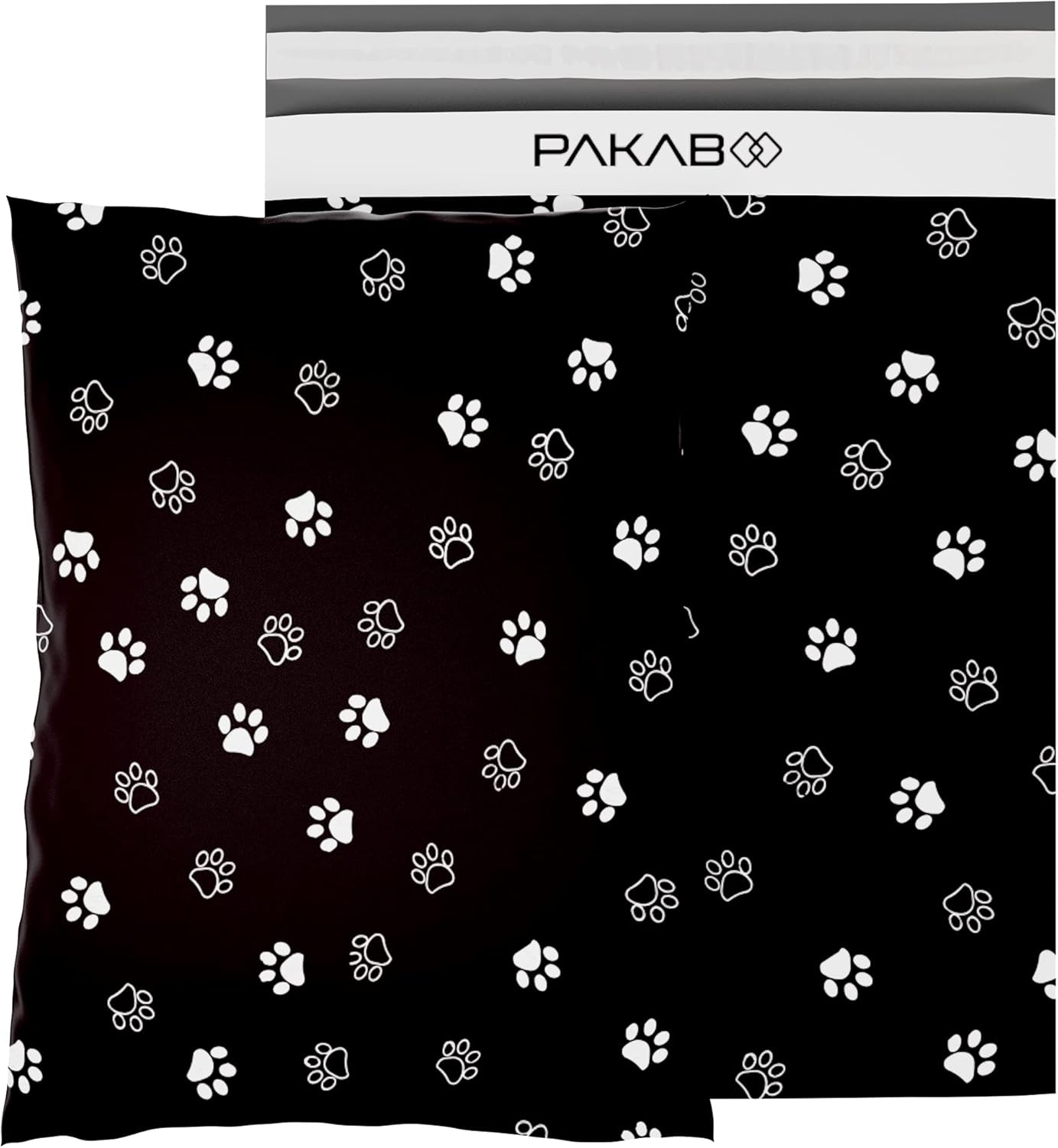 PAKABOO Poly Mailer Shipping Bags 12x15 Inch, 100 Pack, Non-Padded Envelopes with Tamper Proof Self-Seal, Paw Print Packaging