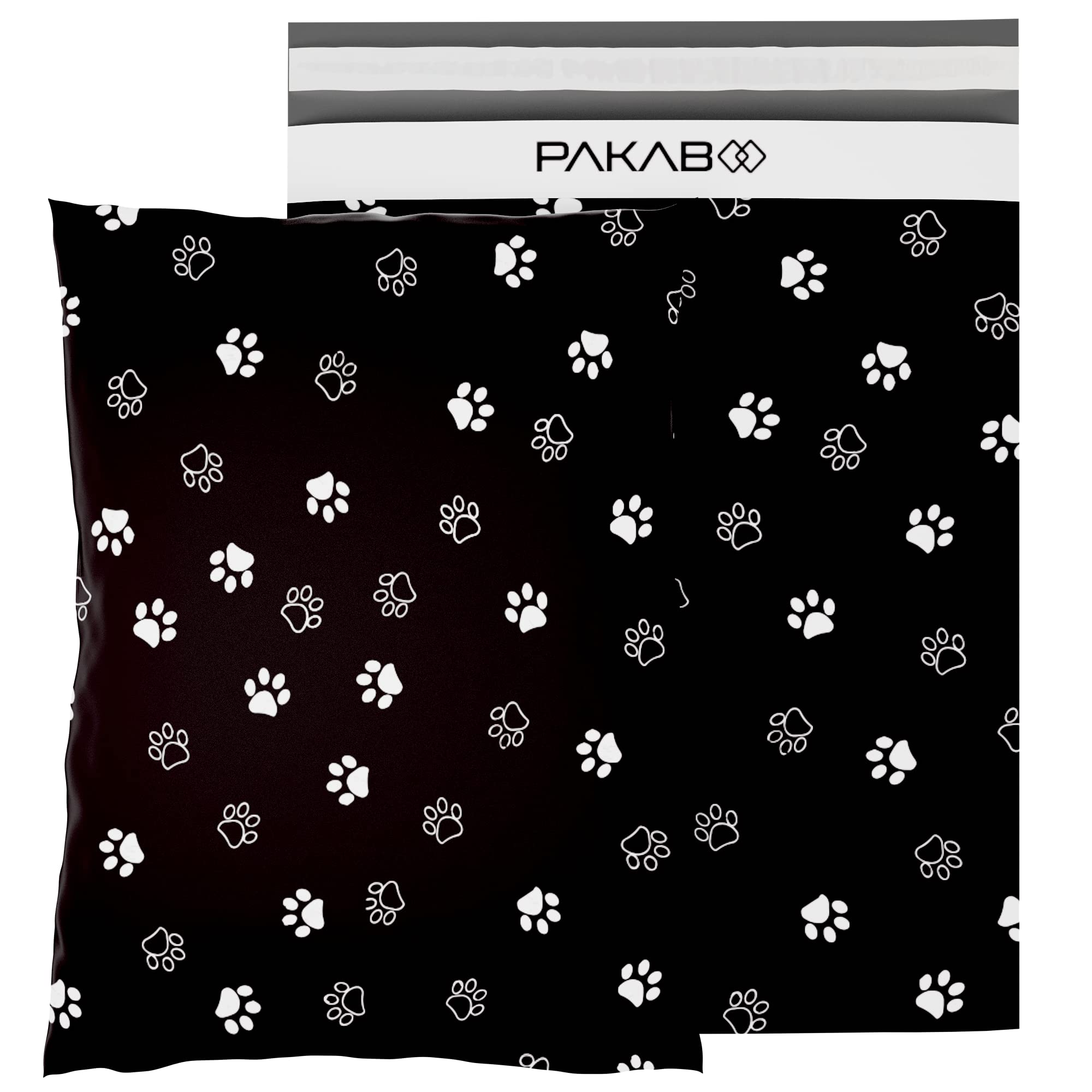 PAKABOO Poly Mailer Shipping Bags 10x13 Inch, 100 Pack, Non-Padded Envelopes with Tamper Proof Self-Seal, Paw Print Packaging