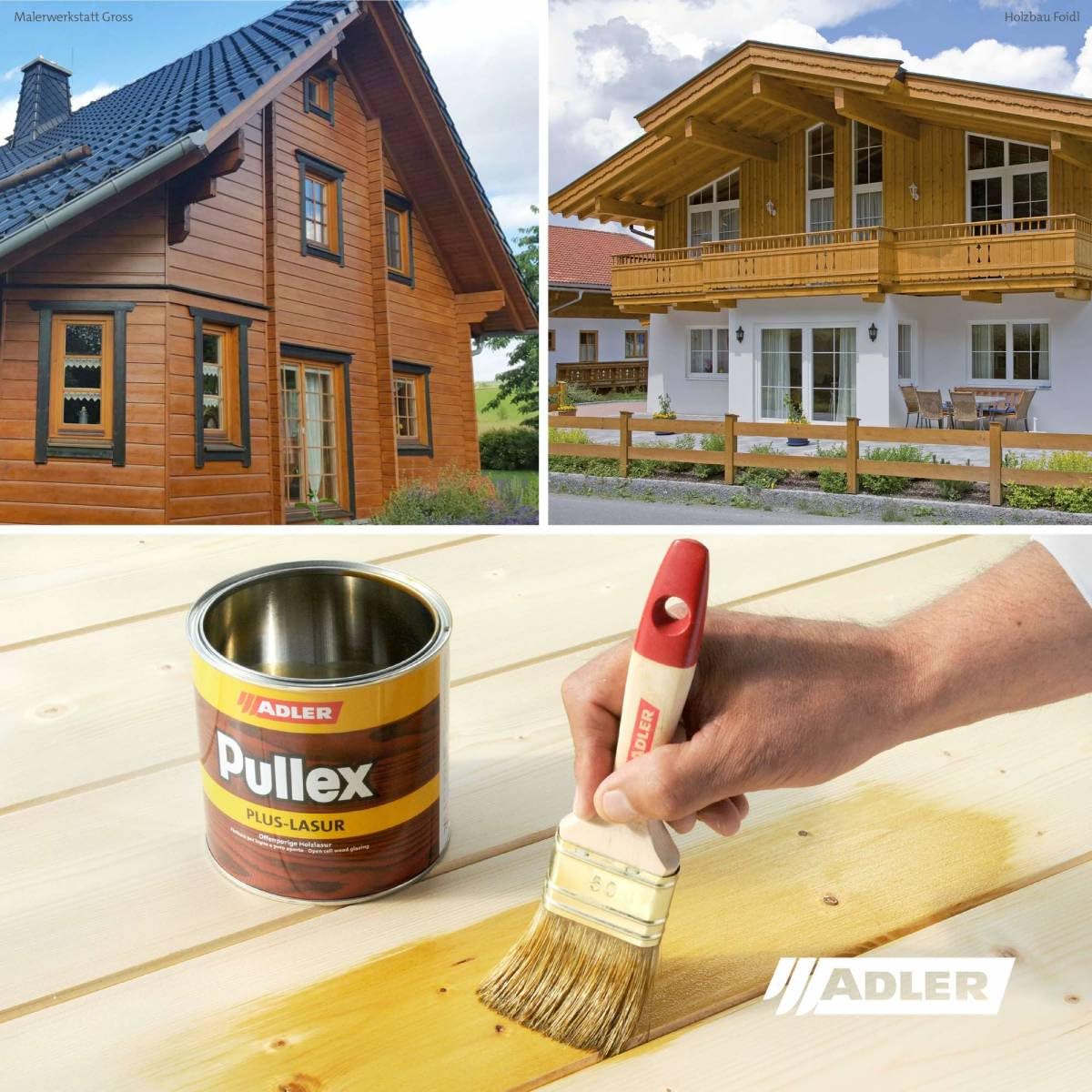 ADLER Pullex Plus-Lasur Eiche 2,5l | Universelle Holzlasur für außen, lange offene Zeit für ansatzfreies Streichen, geruchsarm durch aromatenfreie Lösemittel