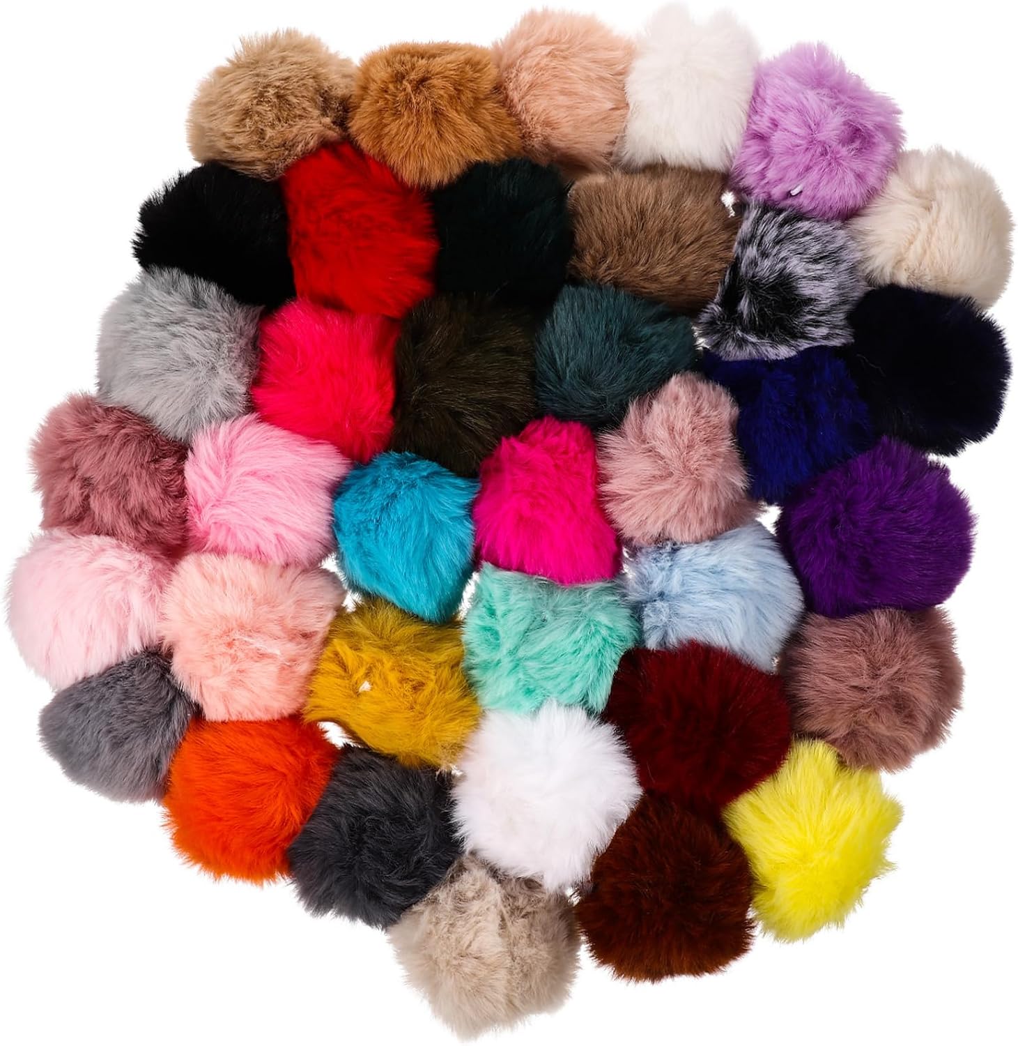 LIFKOME 37pcs Fluffy Faux Fur for Crafts Decorative Pendants for Clothing Shoes Accessories to Use Artificial Ornaments for Creative Projects