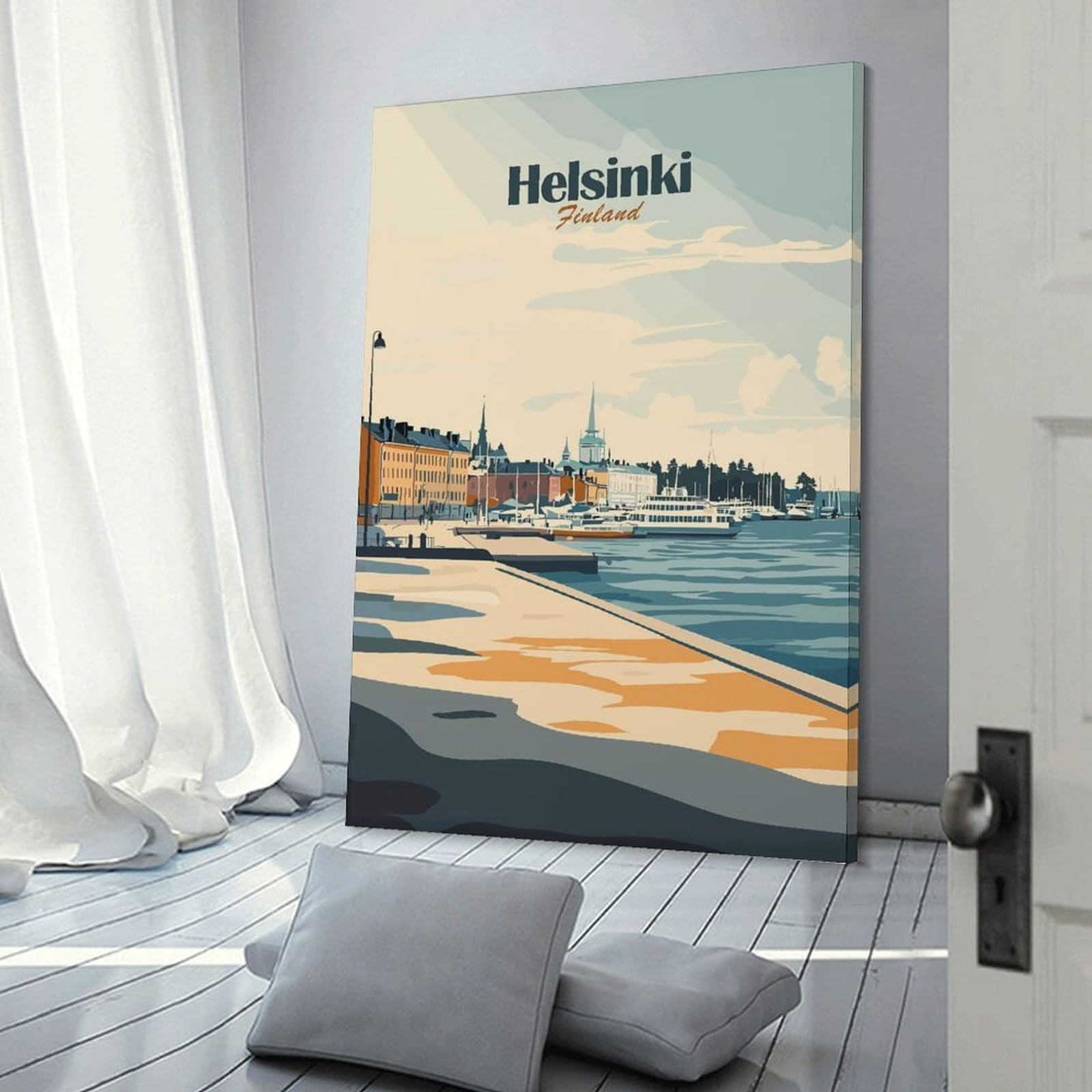 Junmoney Helsinki Finland Travel (3) Decorative Wall Artwork 24x36inch(60x90cm), for Home Lounge, Bedroom Or Reading Nook, Modern Wall Decor for Cosy Interiors