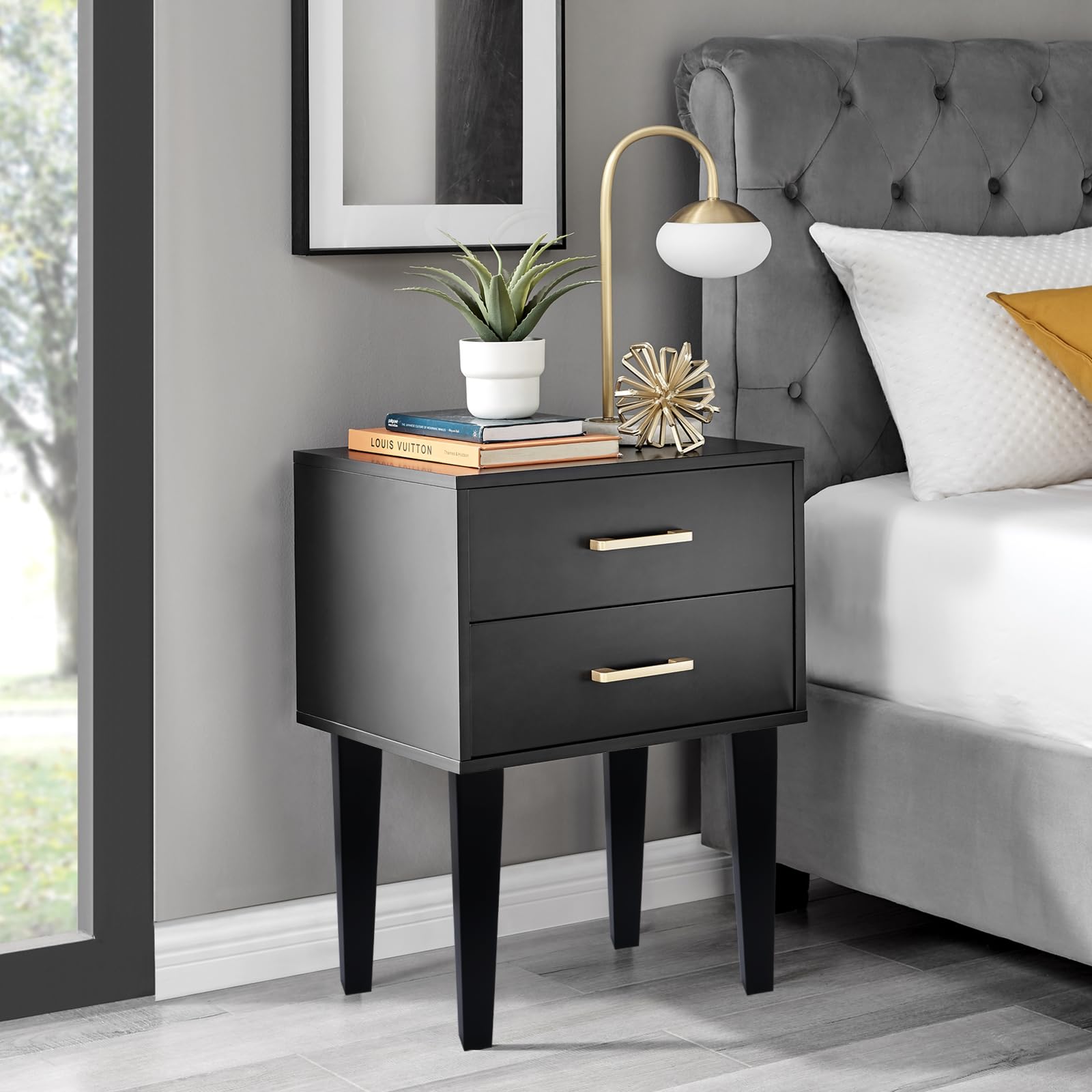 4 Pezzi Piedini per Mobili in Legno 30cm Nero Quadrate Gambe per Mobili con Piastra di Montaggio Viti Pad Antiscivolo Piedini di Ricambio per Armadio Divano Letto Mobile TV