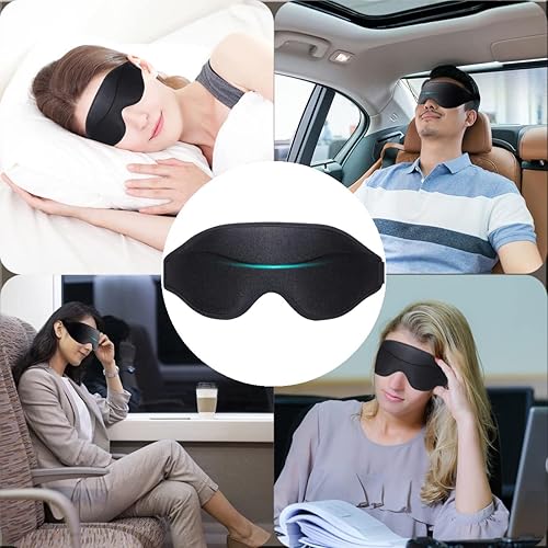 Miniatura 4 de Máscara de espuma viscoelástica 3D para dormir, 100% bloqueo de luz, para hombres y mujeres, cómodas cubiertas para dormir con presión ocular cero