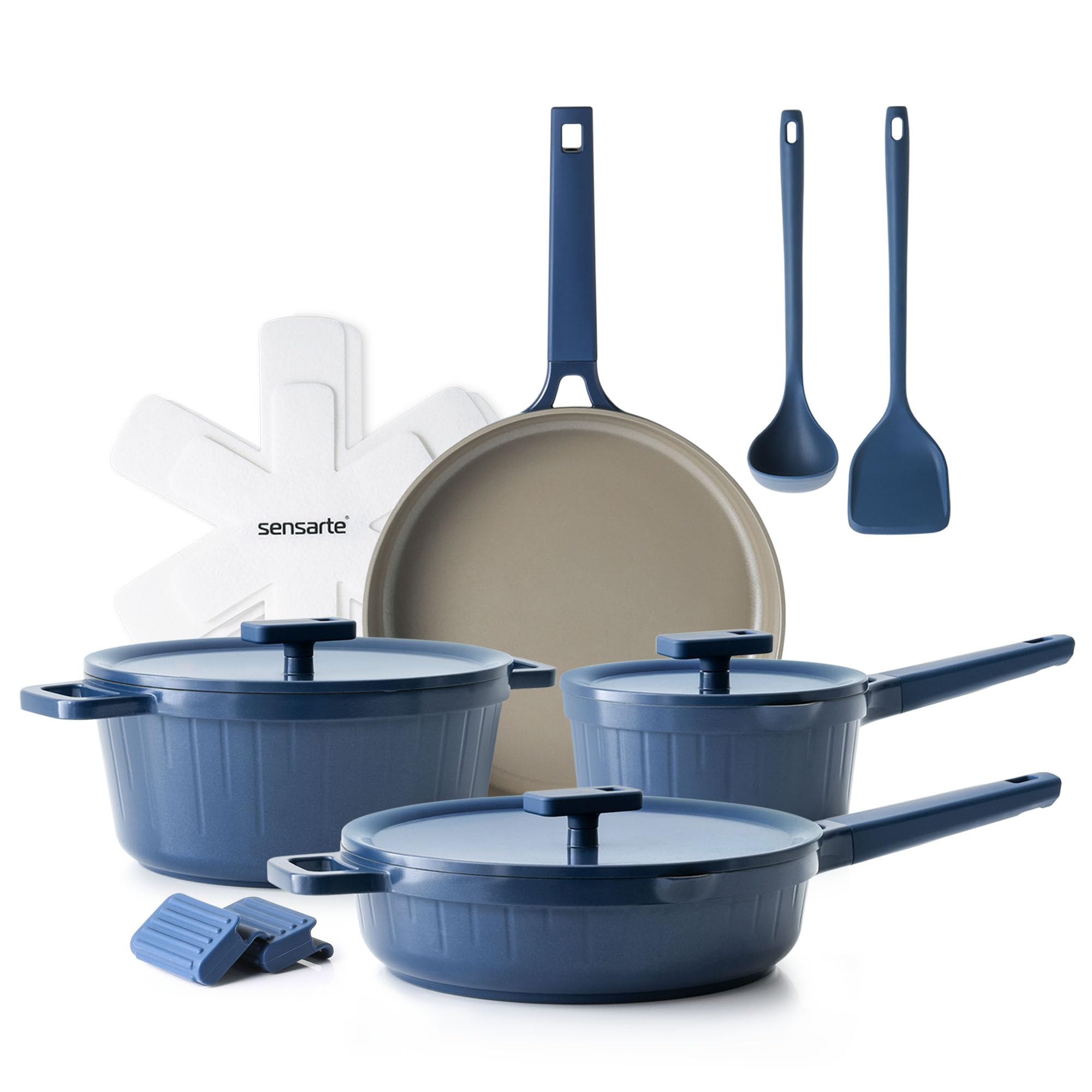 Ceramic Pots And Pans Set, 14pcs Cookware Set, Non-toxic Healthy Non Stick Cooking Set, With Frying Pans Set,Cream
