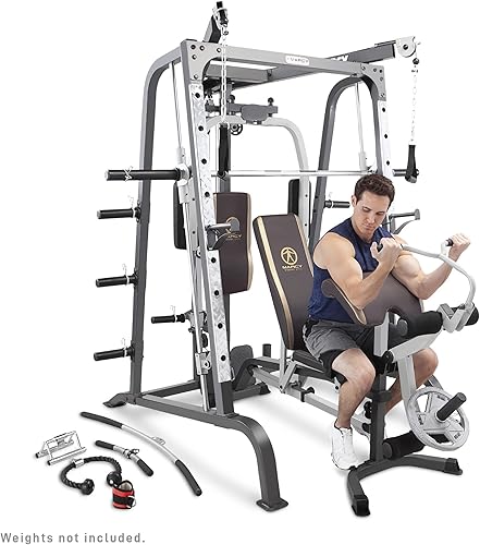 Miniatura 7 de Marcy Smith Cage Workout Machine Full Body StrengthTraining Home Gym Equipment System with Leg Developer, Press Bar, PEC Deck, and Squat Rack