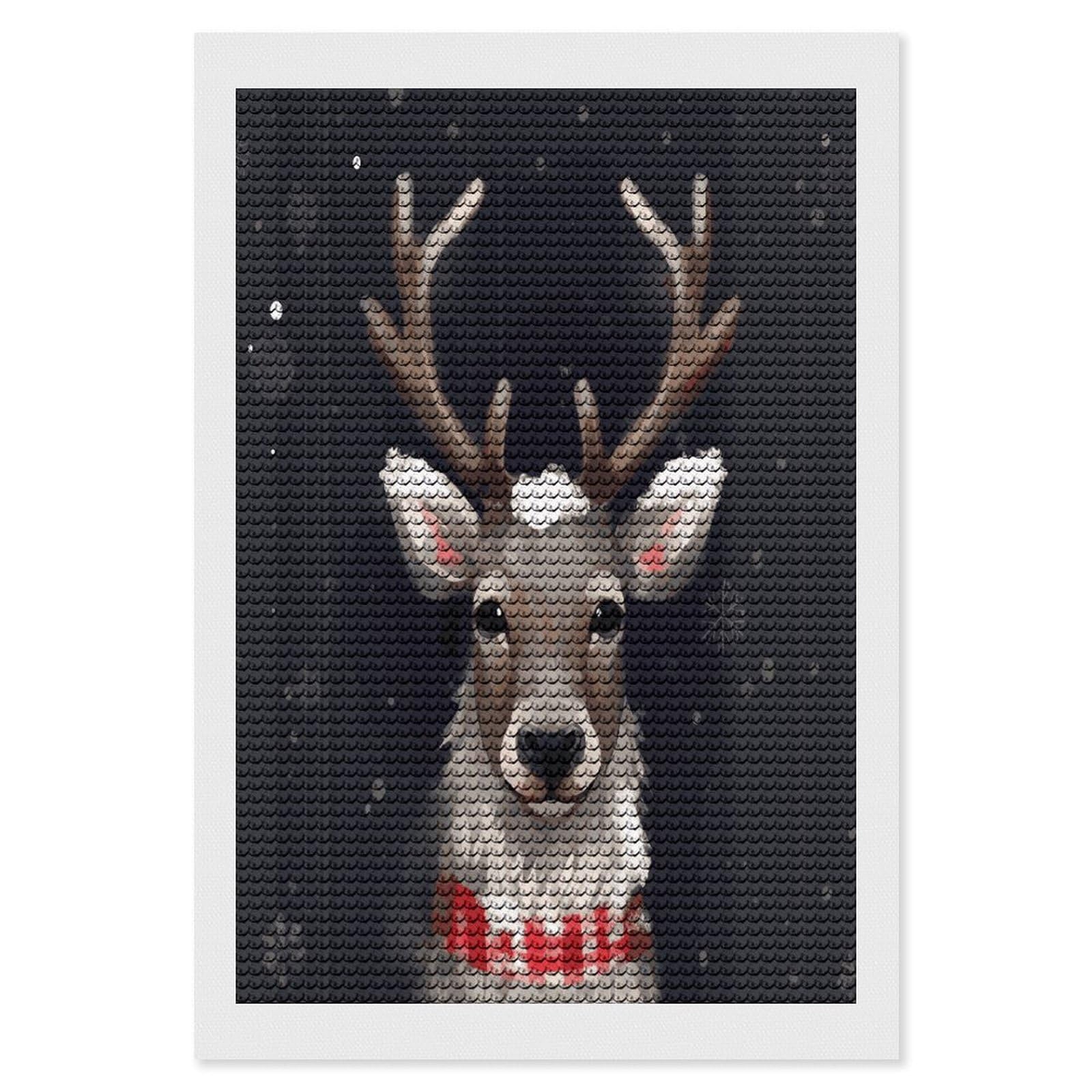 LDGSUPH Reindeer Diamond Painting Kits for Adults Paint with Diamond Pictures Art DIY Full Drill Diamond Dots Painting Personalized Diamond Photo for Home Wall Decor Gift 8"x12"
