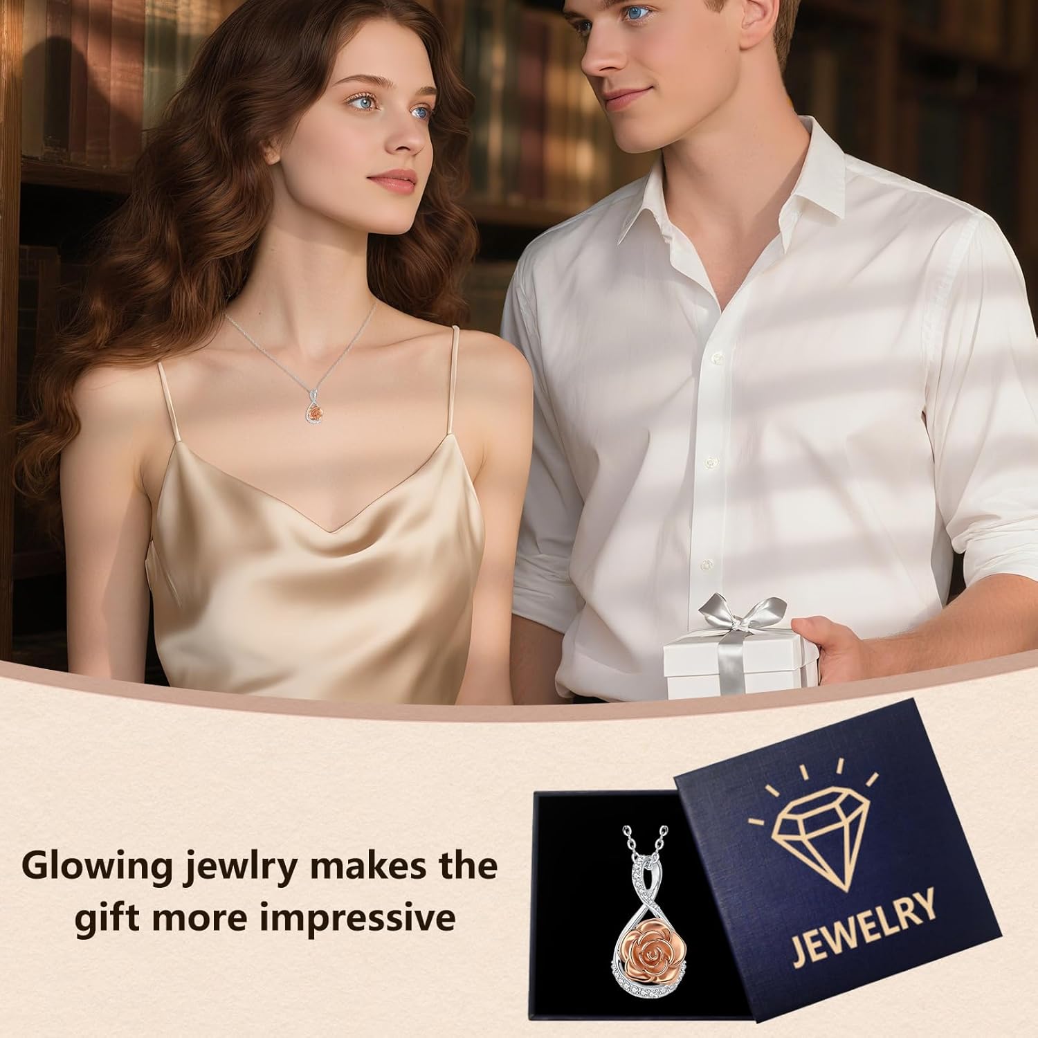 Rose Necklace Sterling Silver Heart Flower Pendant Jewelry Anniversary Birthday Gifts for Women - Image 6