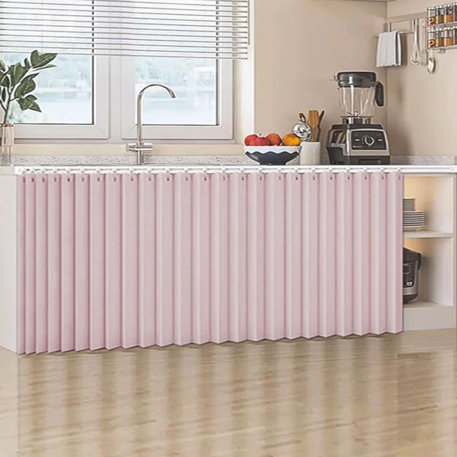 Tenda scorrevole per armadietto, per cucina e scarpiera, riduce il rumore, 70 cm di larghezza x 40 cm di altezza, elegante design rosa, ideale per la casa