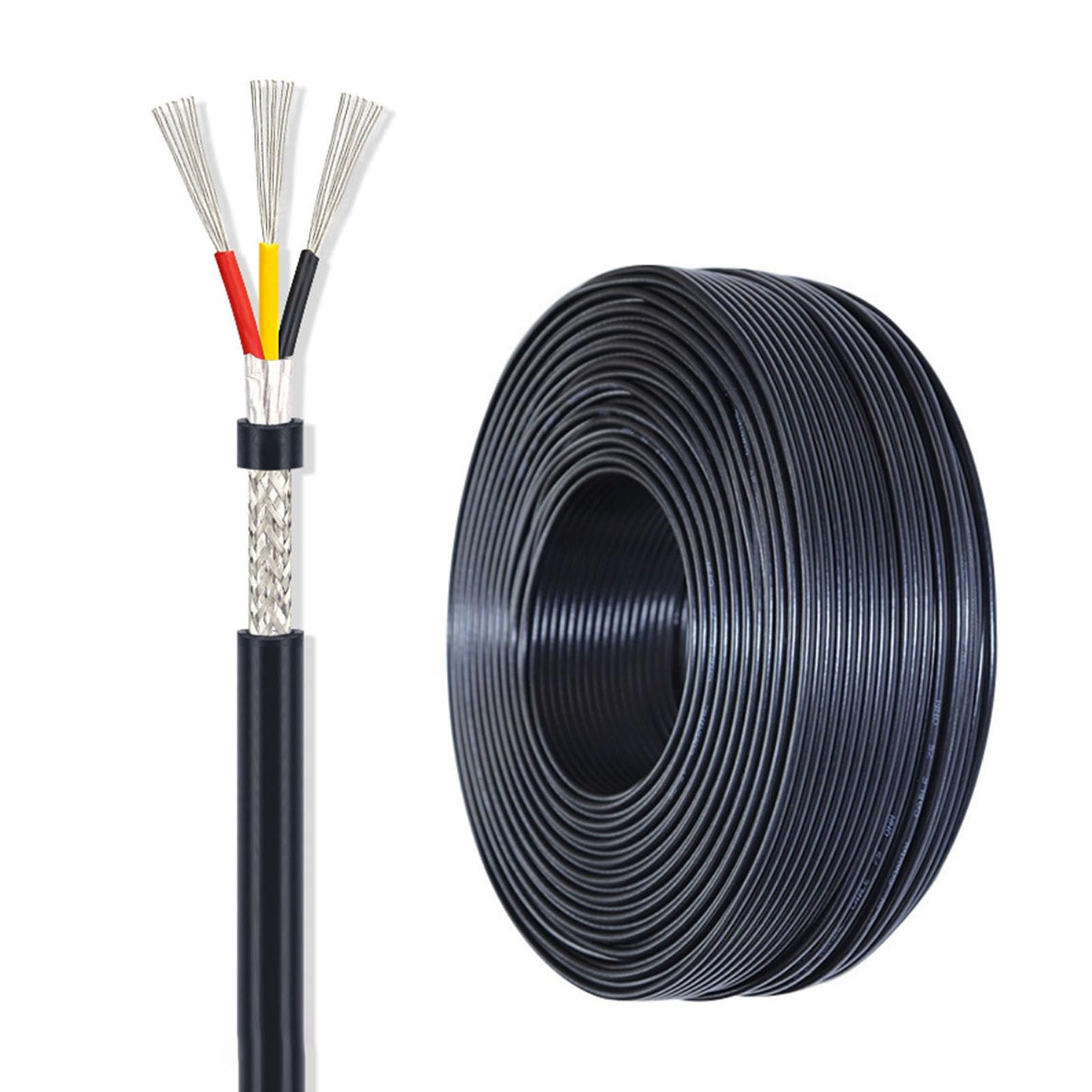 Cable eléctrico blindado de 3 conductores y calibre 28 AWG con núcleo de cobre de 8 metros