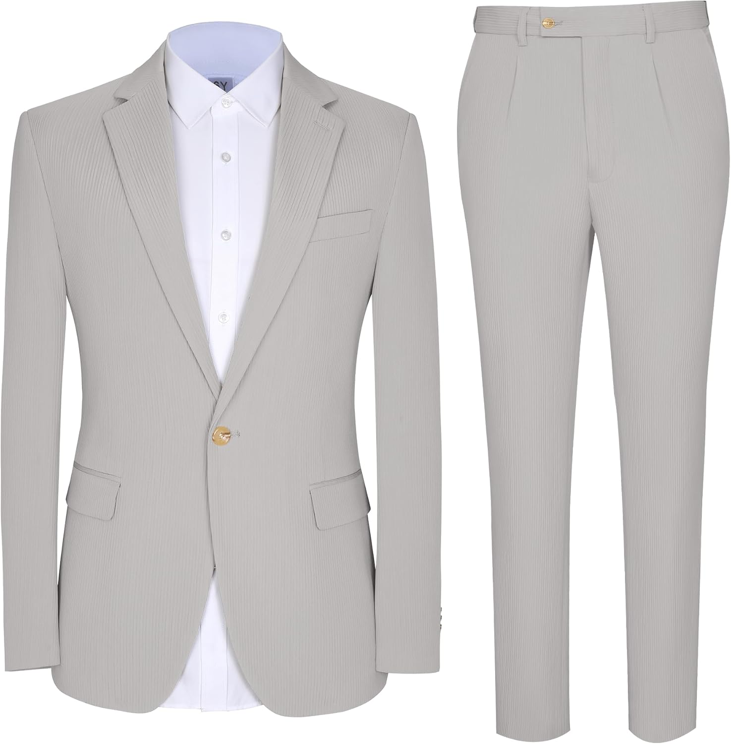 Mens Suits Slim Fit 2 Piece Casual Summer Suit Striped Jacket and Dress Pants Beach Wedding Suit Prom Tuxedo - Image 6