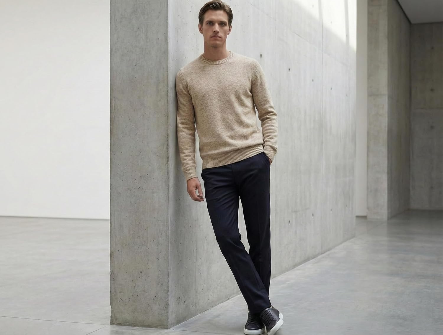 NPIA Certified Men's 100% Undyed Cashmere Sweater | Organic Chemical-Free Crewneck Pullover | Gift Idea