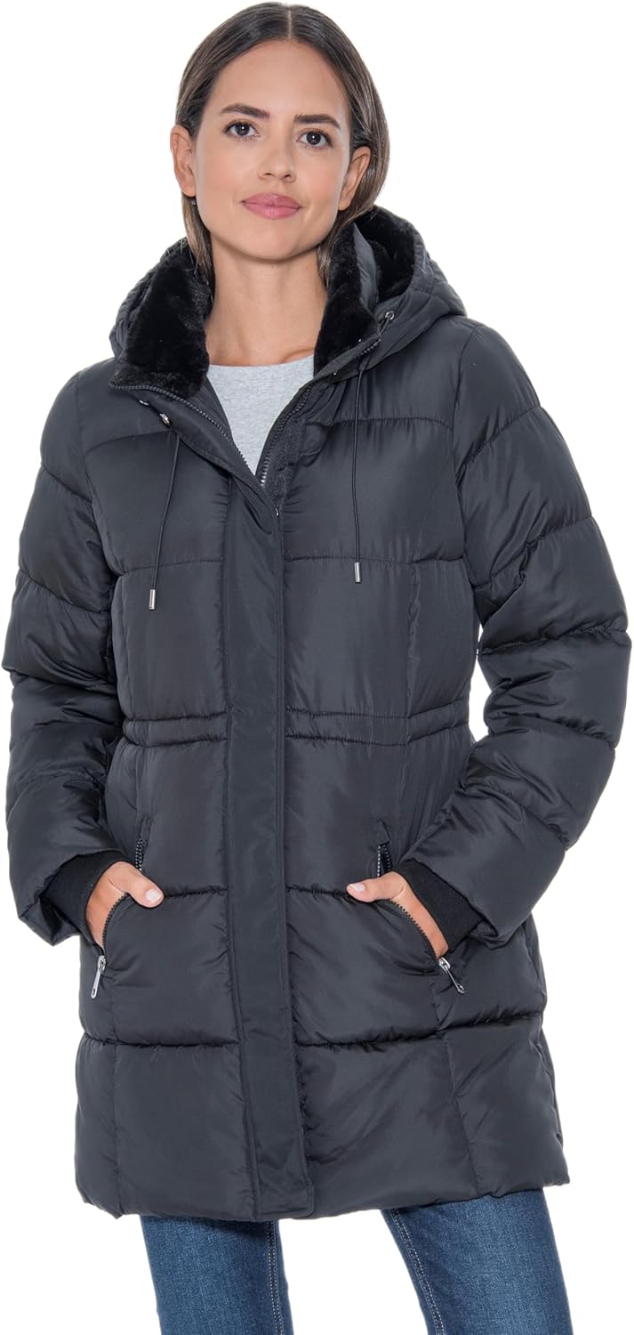 Sebby S.E.B Women's 3/4 Puffer Coat with Cozy Faux Fur - Image 2