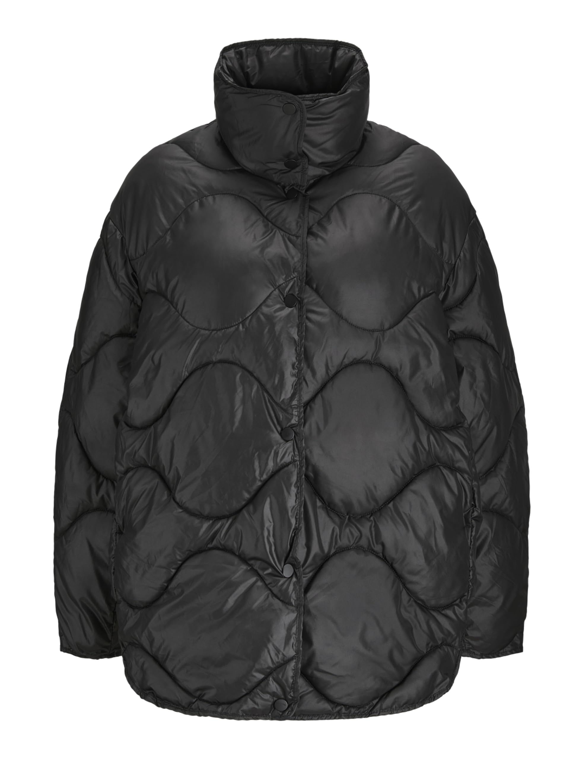 JACK & JONES Women's Jxstella Shiny Quilted Jacket OTW Sn Quilted Jacket, black, L